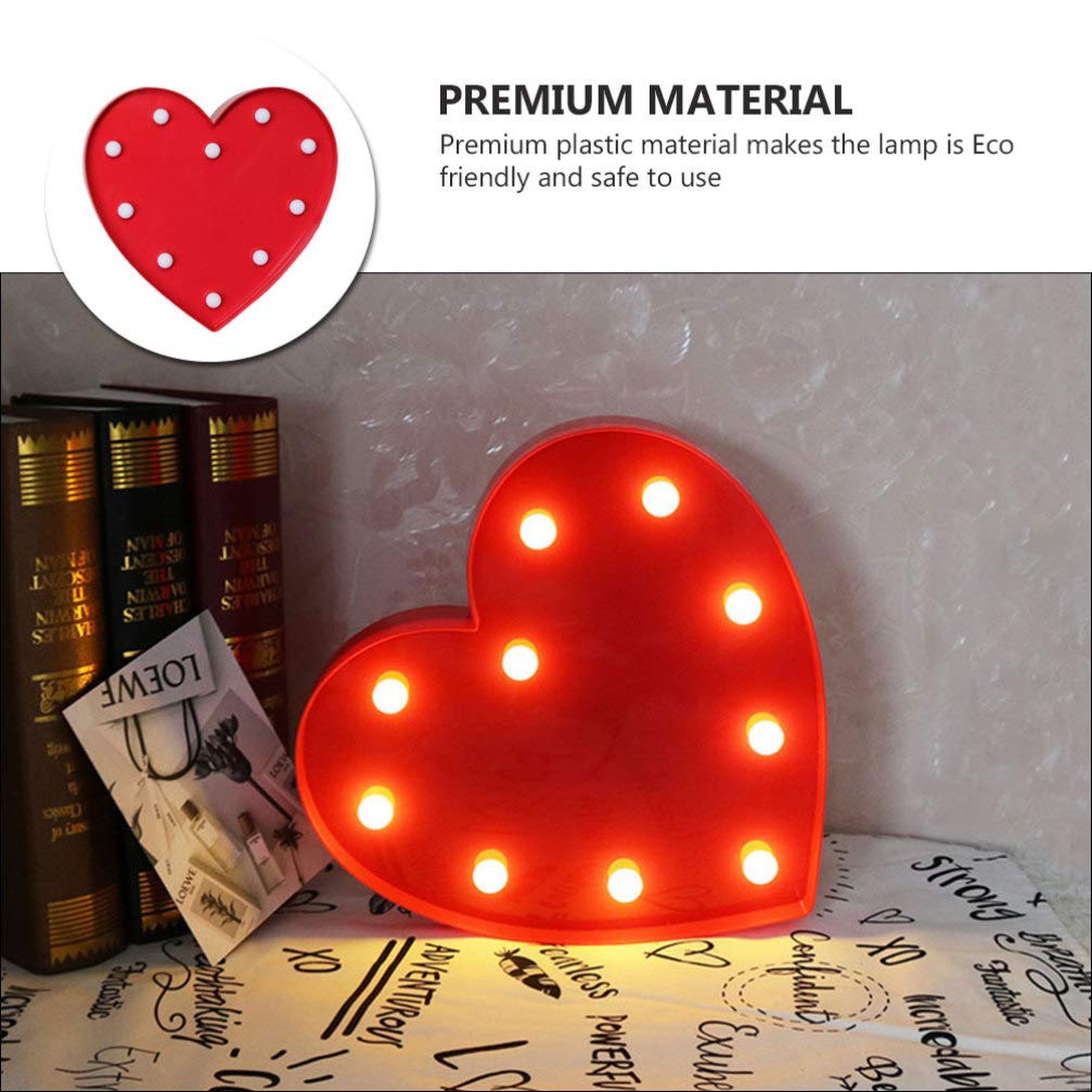 LED Heart Marquee Night Light - Romantic Love Sign for Valentine's Day, Kids Bedroom & Nursery Decor - Wall/Table Light Without Battery (Red) - Perfect for Date Nights, Wedding Proposals & Cozy Bedroom Ambiance