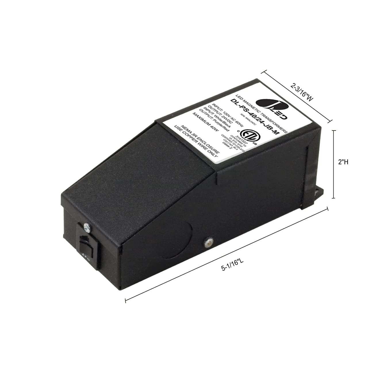 24V 40W Dimmable Magnetic Power Supply Junction Box - Waterproof LED Driver for Outdoor Landscape Lighting & Indoor Cabinet Lights