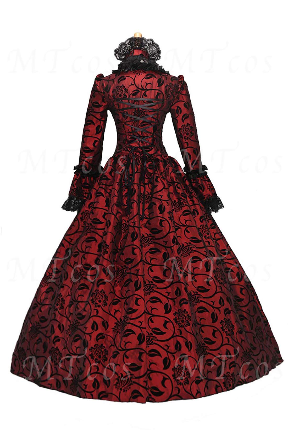 Victorian Gothic Lolita Dress with Ruffles & Floral Print - Elegant Georgian Era Costume for Cosplay, Tea Parties & Historical Reenactments