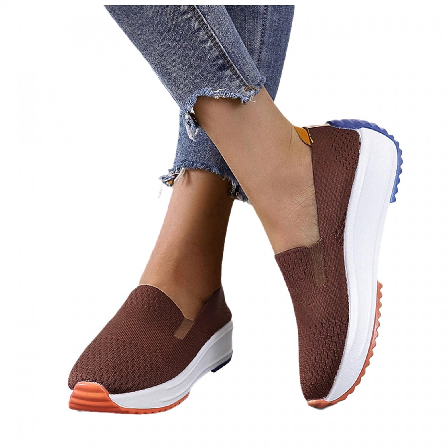 Masbird Women's Fashion Sneakers - Breathable Slip-On Casual Shoes for Walking, Travel & Outdoor Activities | Comfortable Wedge Sneakers for Daily Wear & Workout