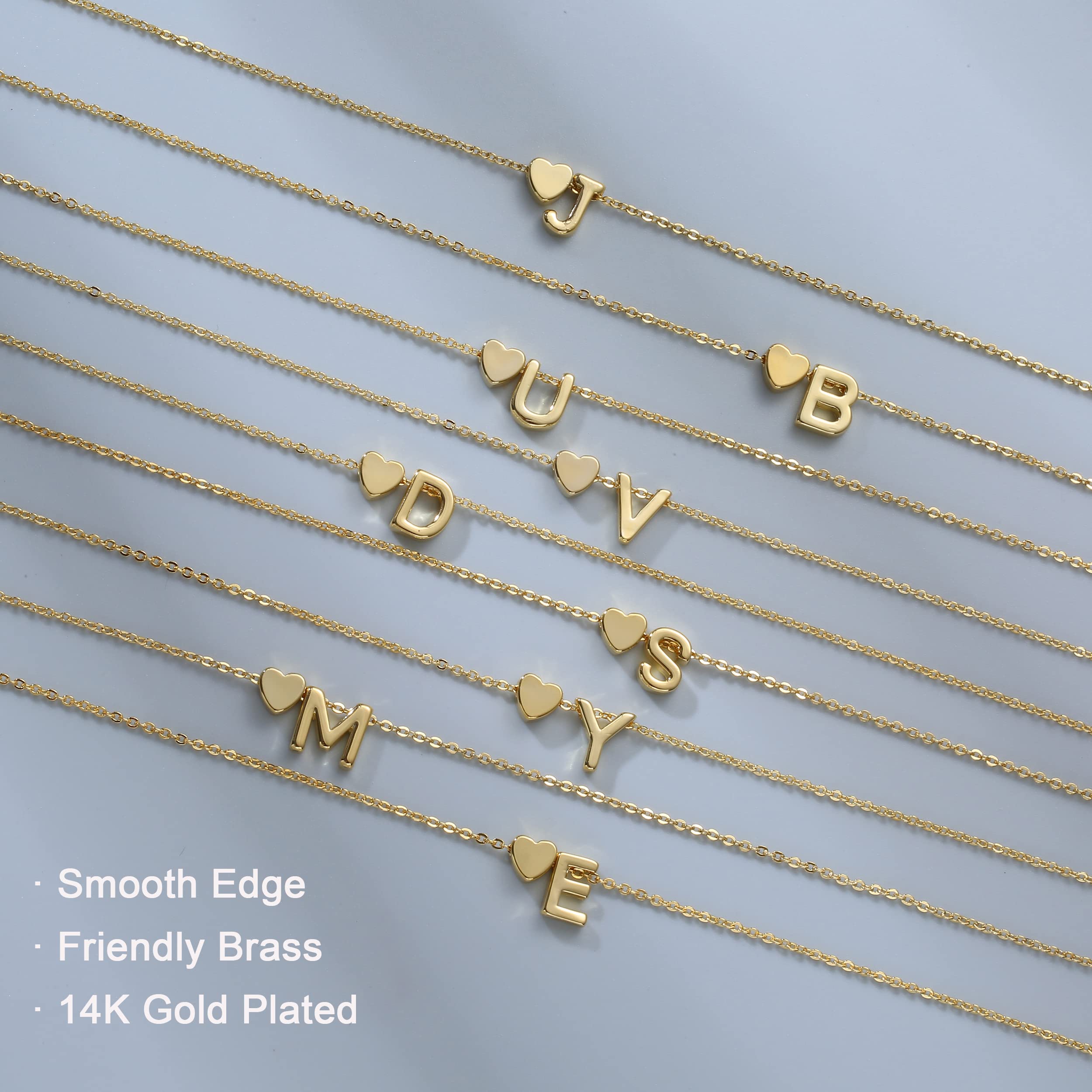 Personalized 14K Gold Plated Initial Heart Necklace for Women - Dainty Letter Name Pendant Jewelry Gift for Her | Birthday, Anniversary, Valentine's Day Present
