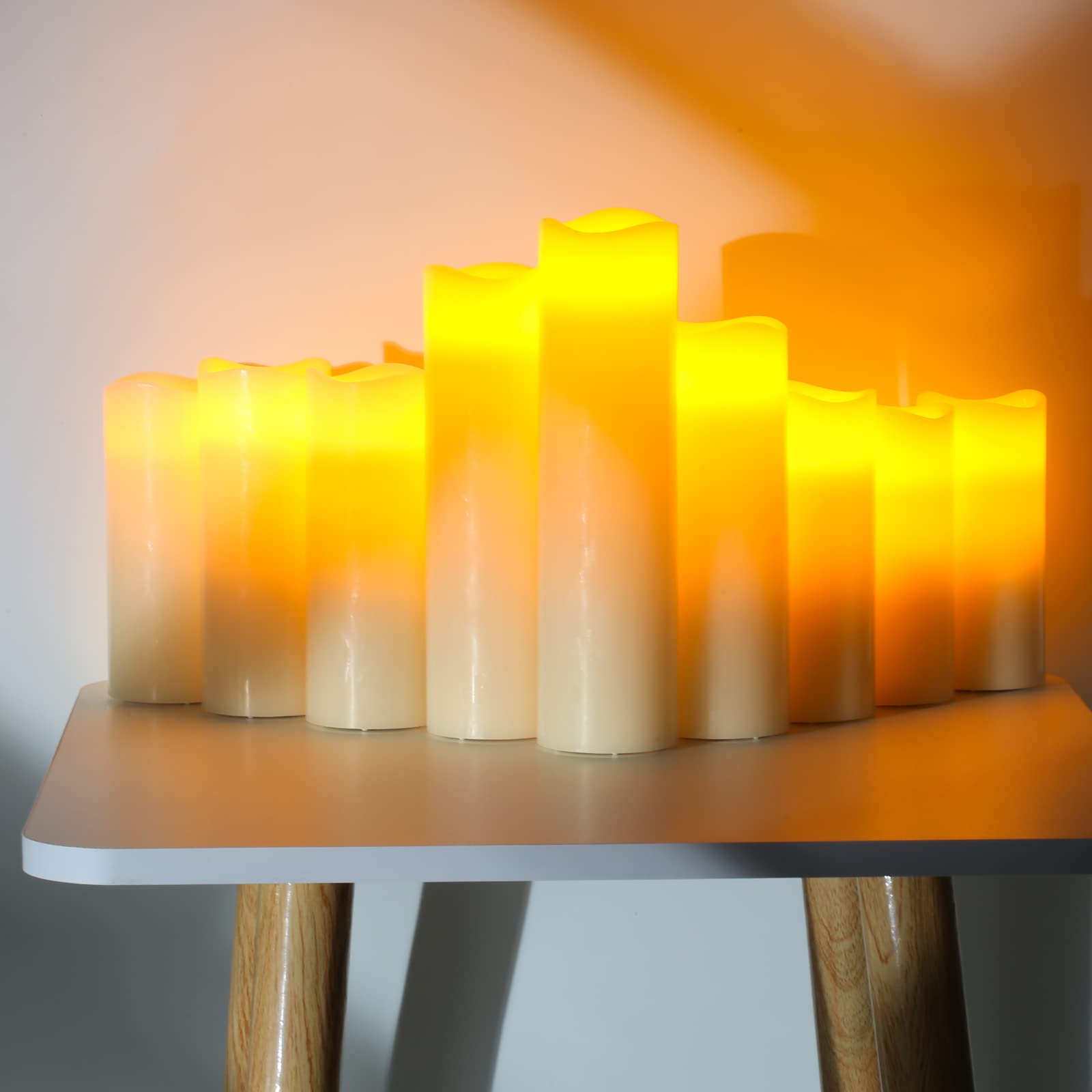 Flameless LED Pillar Candles Set of 9 - Battery Operated with Remote & Timer, Real Wax - Perfect for Home Decor, Weddings, Parties & Relaxation