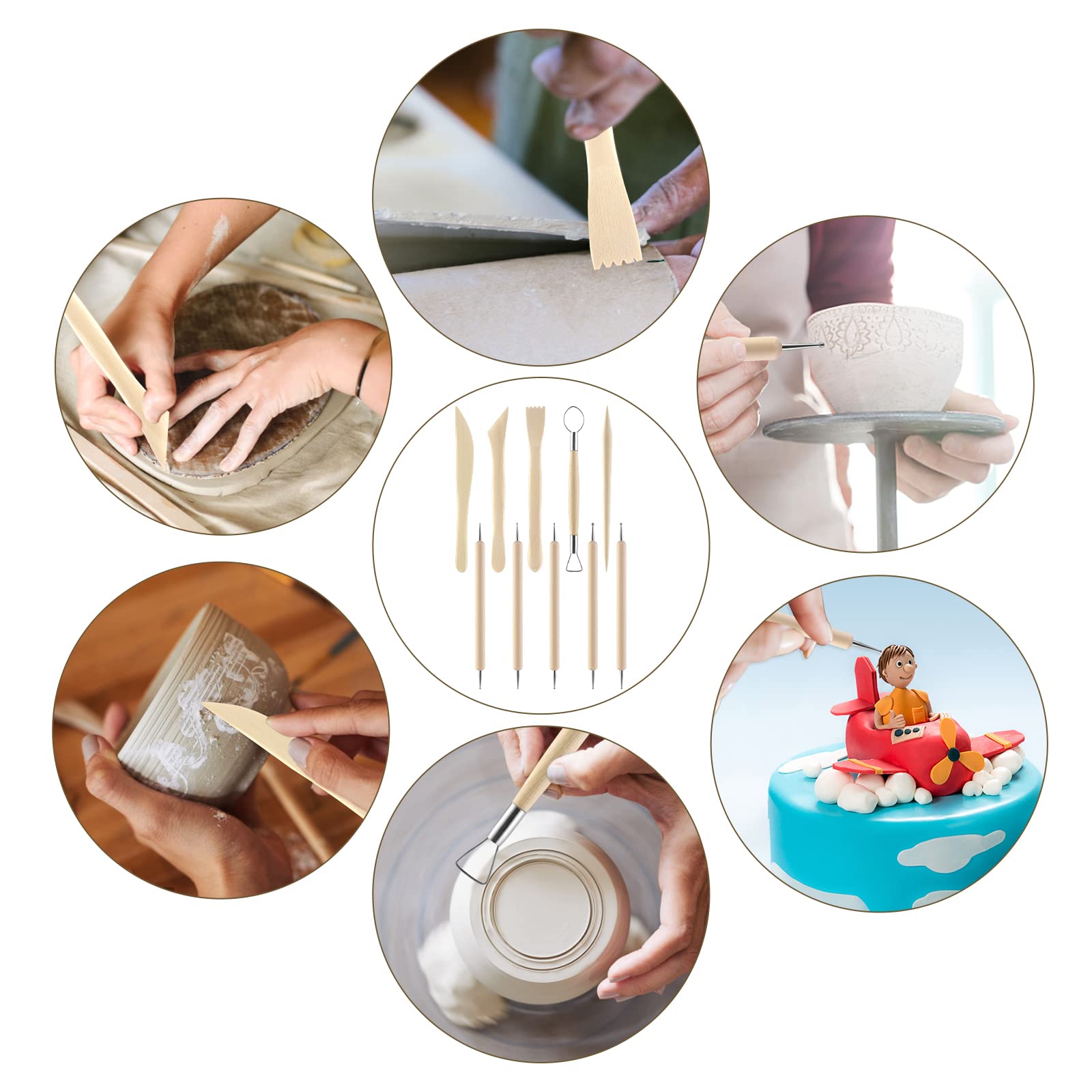 Polymer Clay Tools Kit - 10PCS Sculpting & Modeling Set for Pottery & Crafts