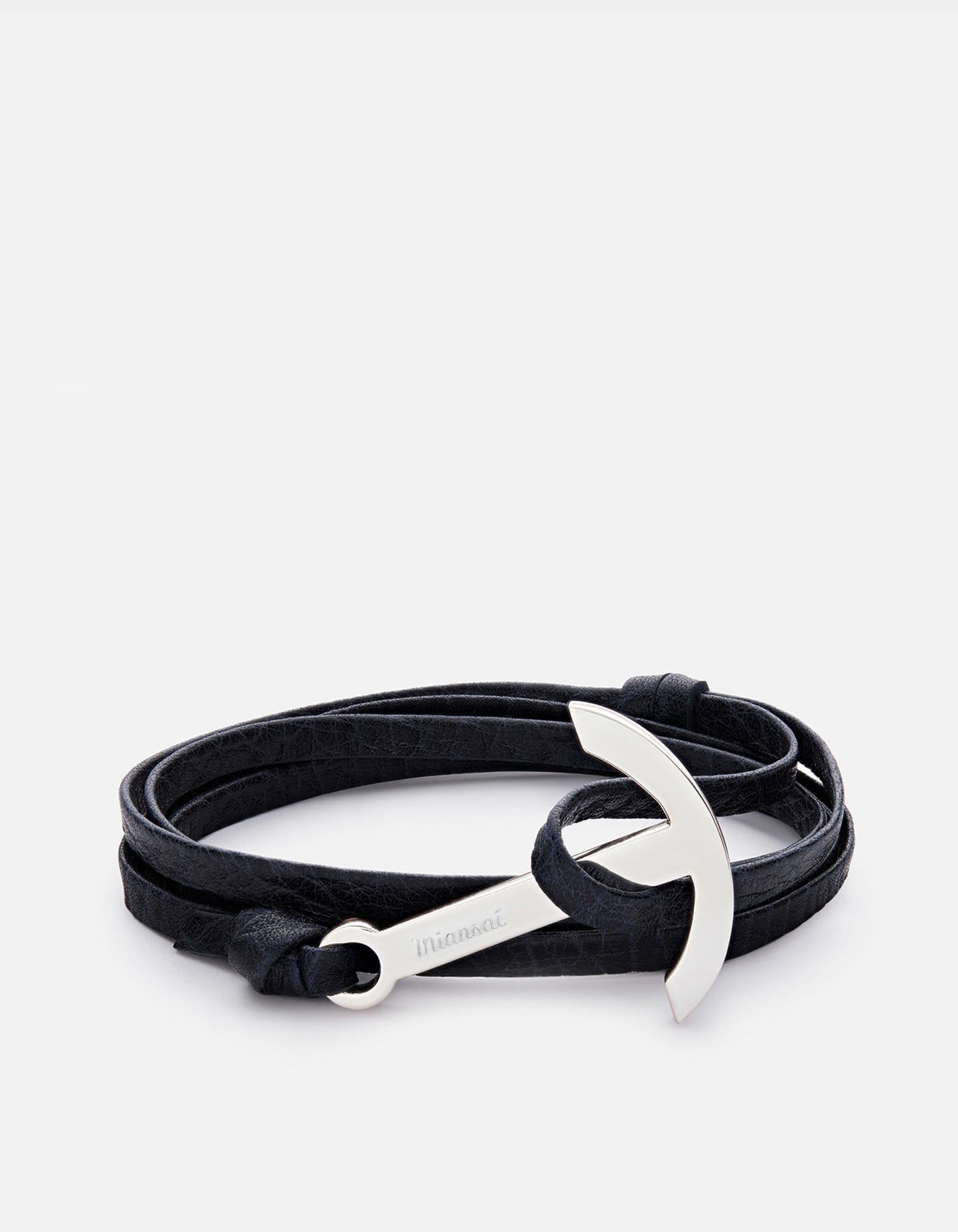 Modern Anchor Leather Bracelet for Men - Silver Stainless Steel Adjustable Chain - Perfect for Casual Wear, Gifts & Everyday Accessories