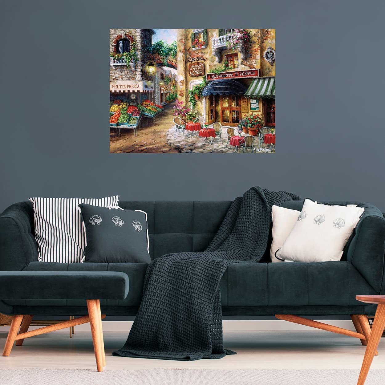 Large French Art Buon Appetito Canvas Wall Decor - 32x24 Inch Cityscape Painting by Artist Nicky Boehme - Elegant Living Room Wall Art for Dining Area & Home Decor
