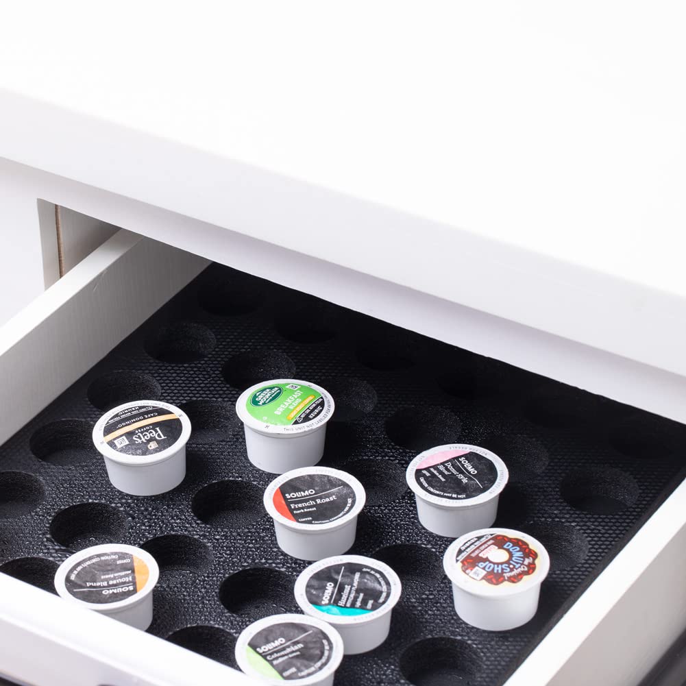 60-Count Coffee Pod Holder Organizer Tray - DIY Drawer Storage for Keurig K-Cups & Nespresso Capsules - Perfect for Kitchen Countertop & Office Coffee Station