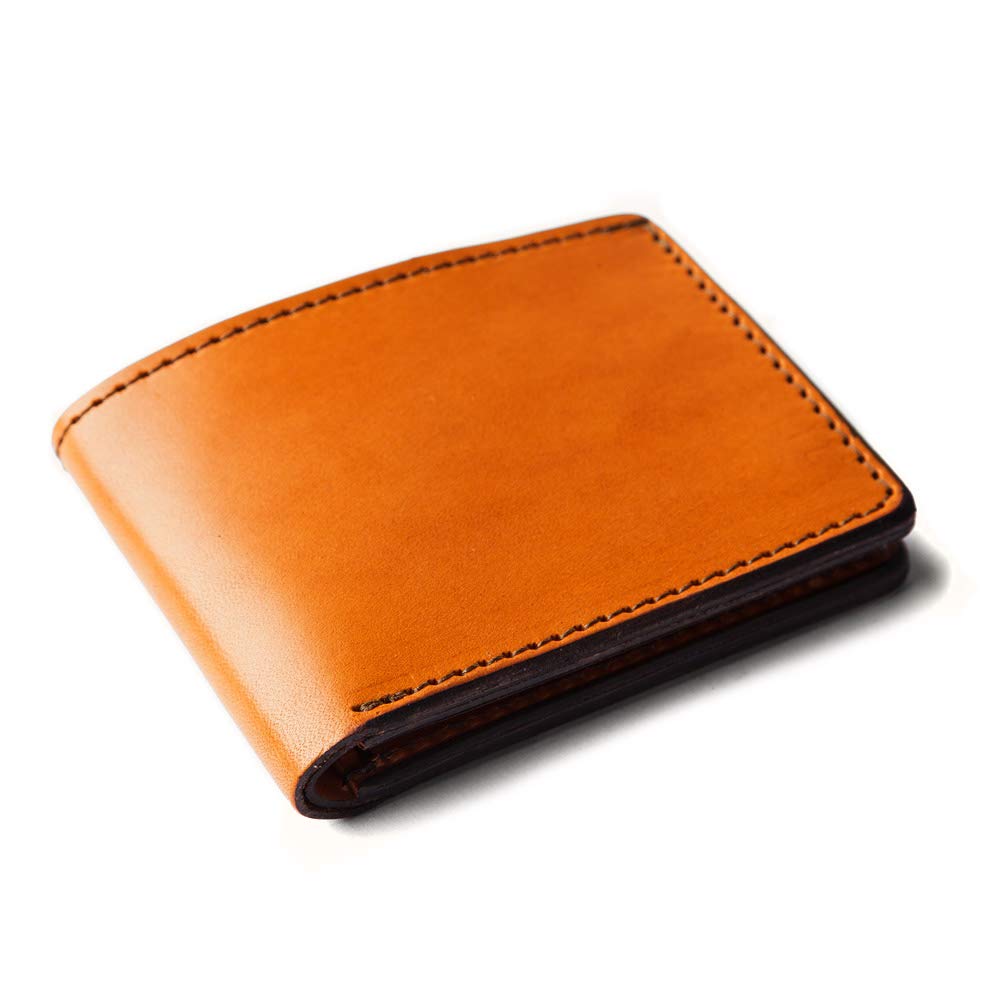 TANNER GOODS Men's Leather Wallet - Bifold Design with 4 Card Pockets & Billfold Slot | Genuine USA-Made Saddle Tan Leather | Perfect for Everyday Carry, Business & Travel