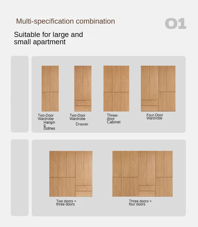 Oak Solid Wood Sectional Wardrobe - Spacious Modular Closet Organizer for Bedroom & Walk-in Closets | Durable Storage Solution for Clothes, Shoes & Accessories