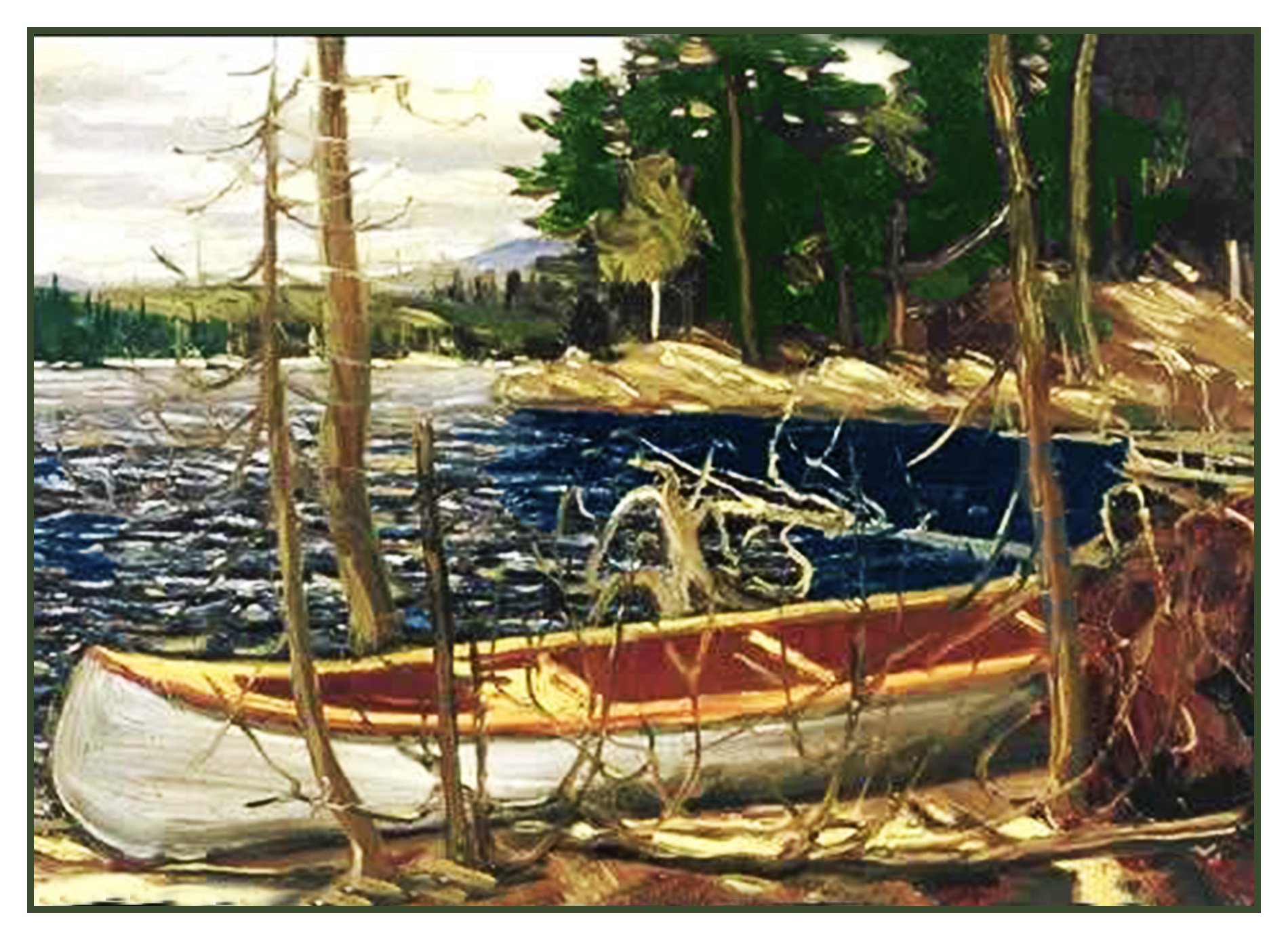 Orenco Originals Tom Thomson's The Canoe Lake Trees Counted Cross Stitch Kit - DIY Embroidery Pattern for Home Decor, Wall Art & Gift Ideas