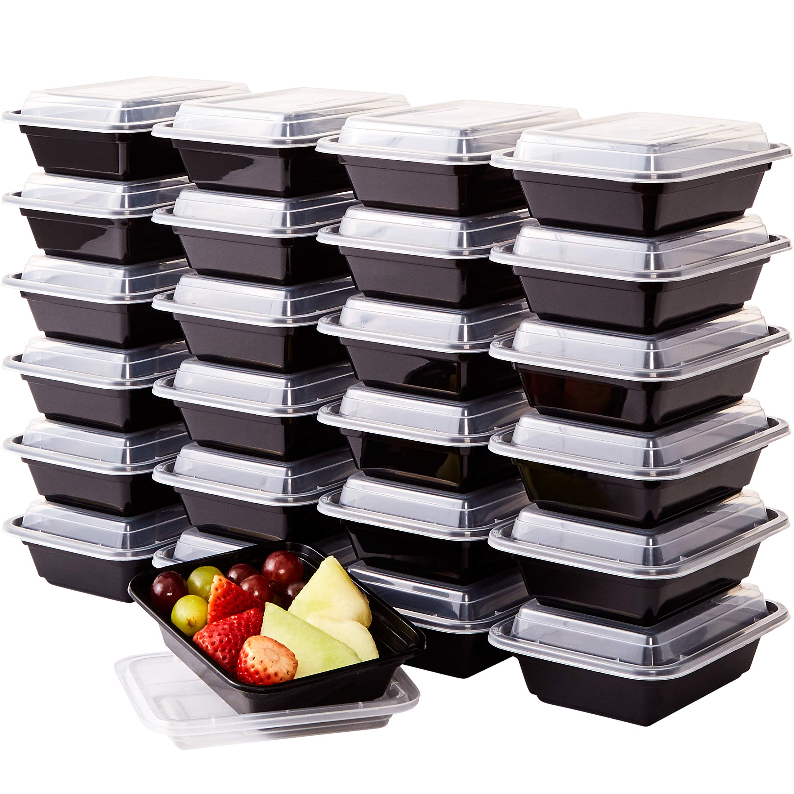 Premium 12 oz BPA-Free Plastic Food Storage Containers with Lids - 25-Pack Commercial Grade Durable, Leakproof & Microwavable - Perfect for Meal Prep, Restaurant To-Go Orders, Leftovers & Home Kitchen Organization