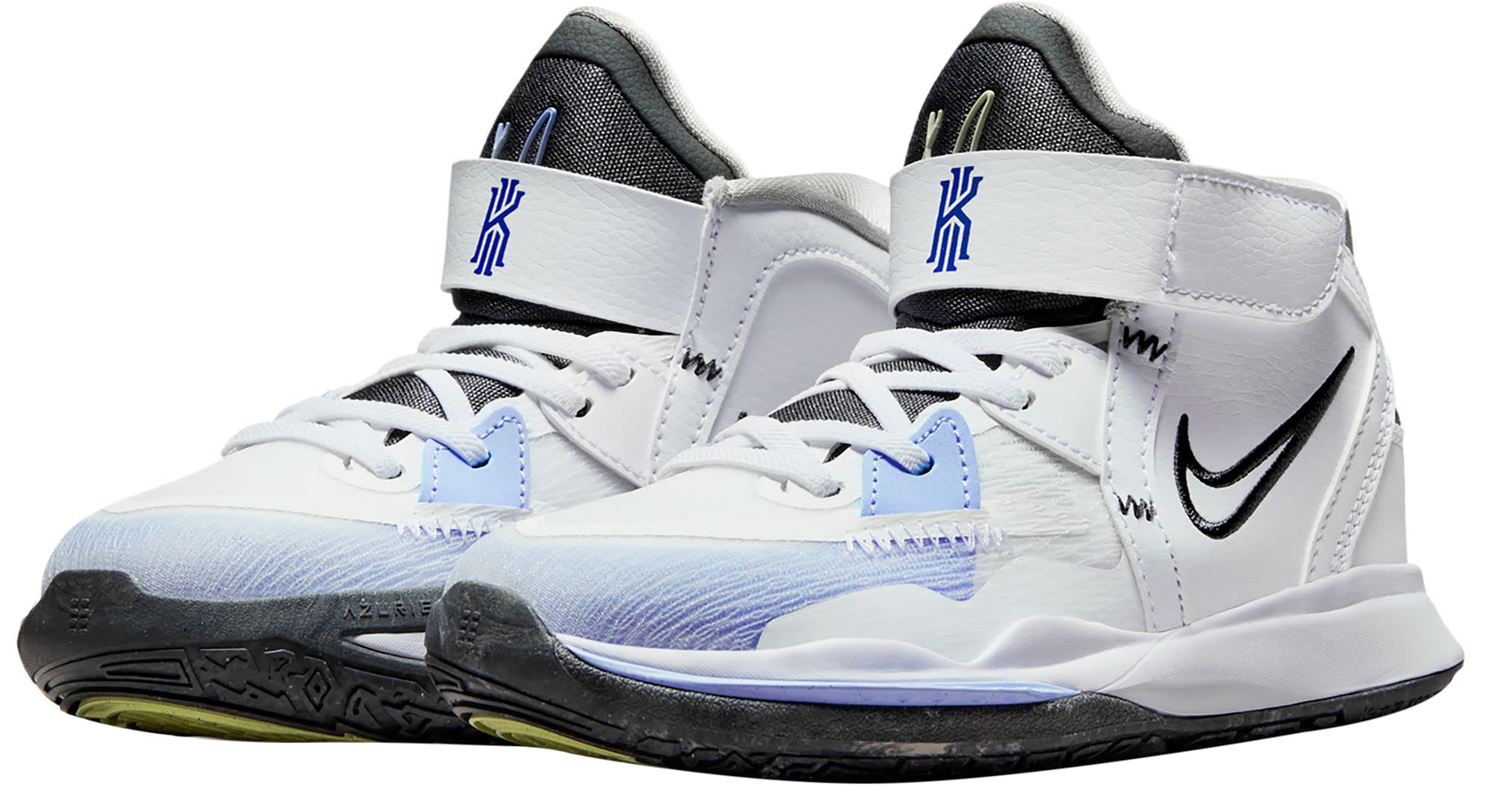 Nike Kyrie 8 Basketball Shoes for Kids - White/Iron Grey/Light Marine (DD0332 102) - Size 2.5 - Perfect for School, Training & Court Play