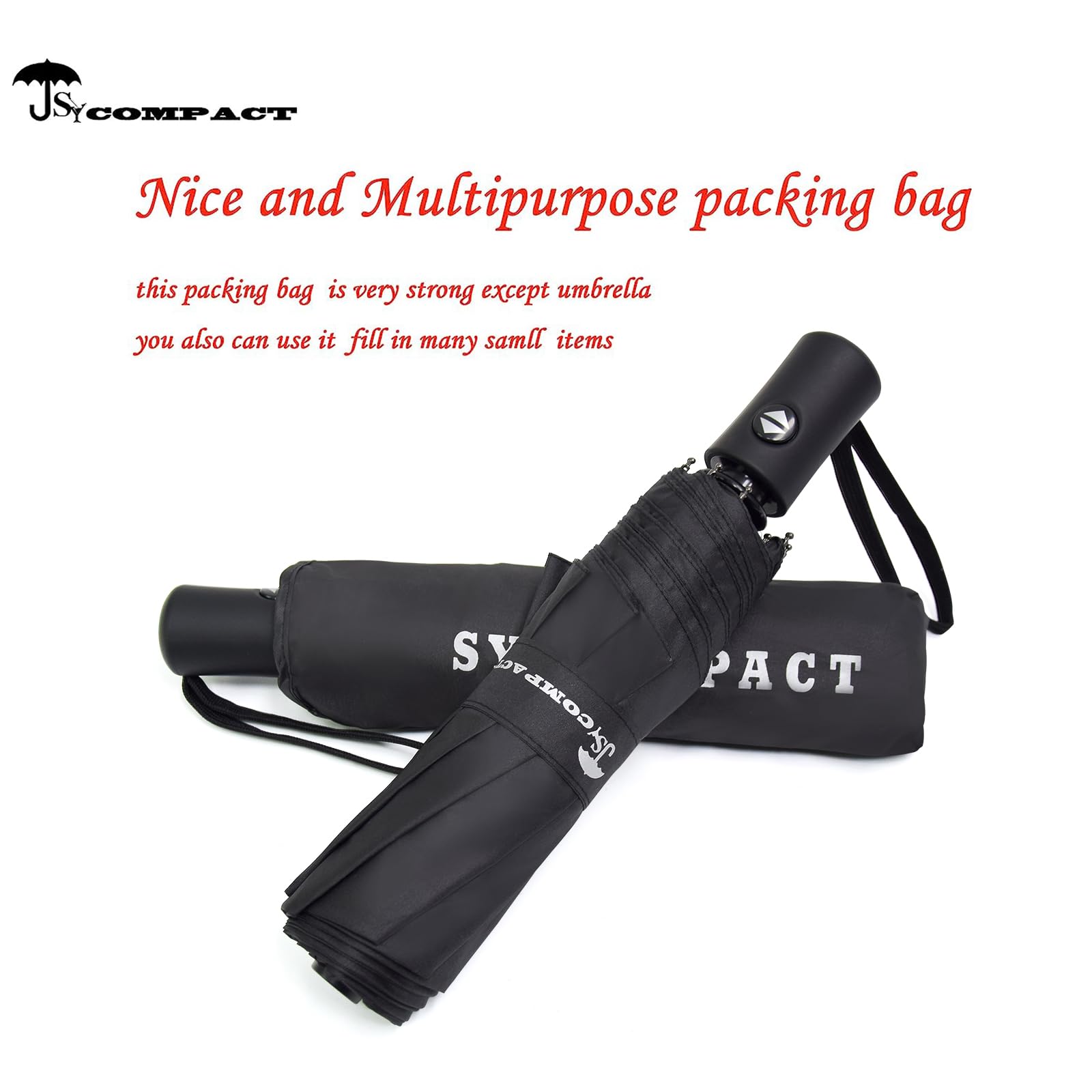 SY COMPACT Travel Umbrella - Windproof Automatic Open Close Umbrella with Durable Fiberglass Frame - Perfect for Commuting, Business Trips & Outdoor Adventures