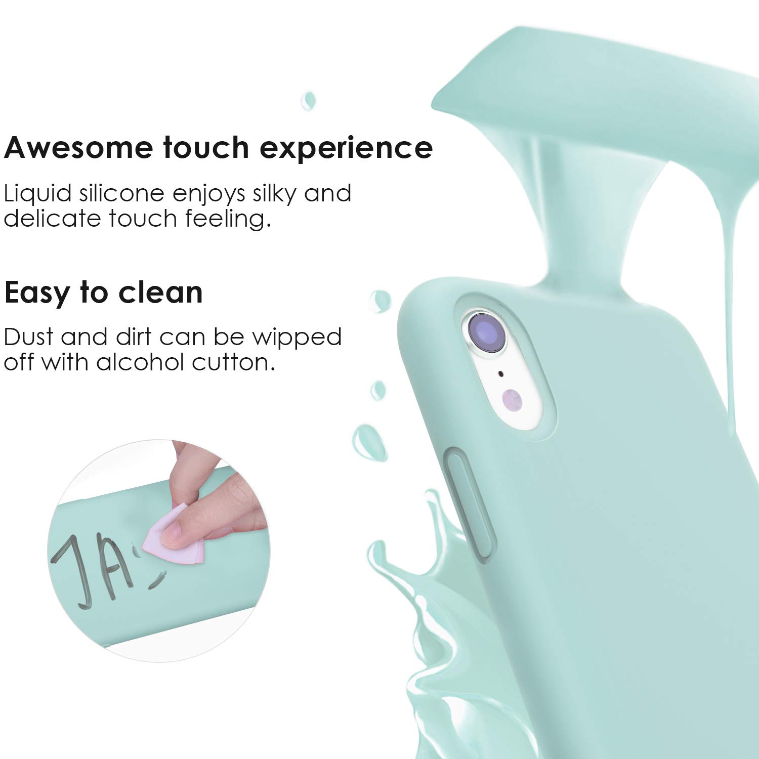 JASBON Soft Liquid Silicone Case for iPhone XR - Shockproof Protective Cover with Raised Edges, Slim Fit & Non-Slip Grip (Sea Green) - Perfect for Everyday Use, Work & Travel