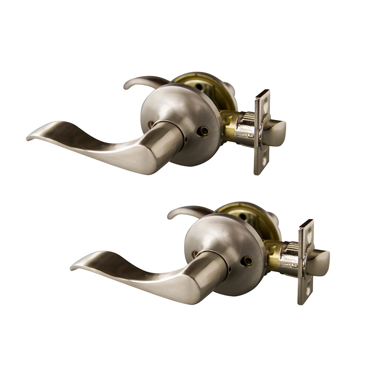 Design House 190777 Stratford 6-Way Universal Passage Hall and Closet Door Lever Set in Satin Nickel - 6 Pack for Bedroom, Bathroom & Interior Doors