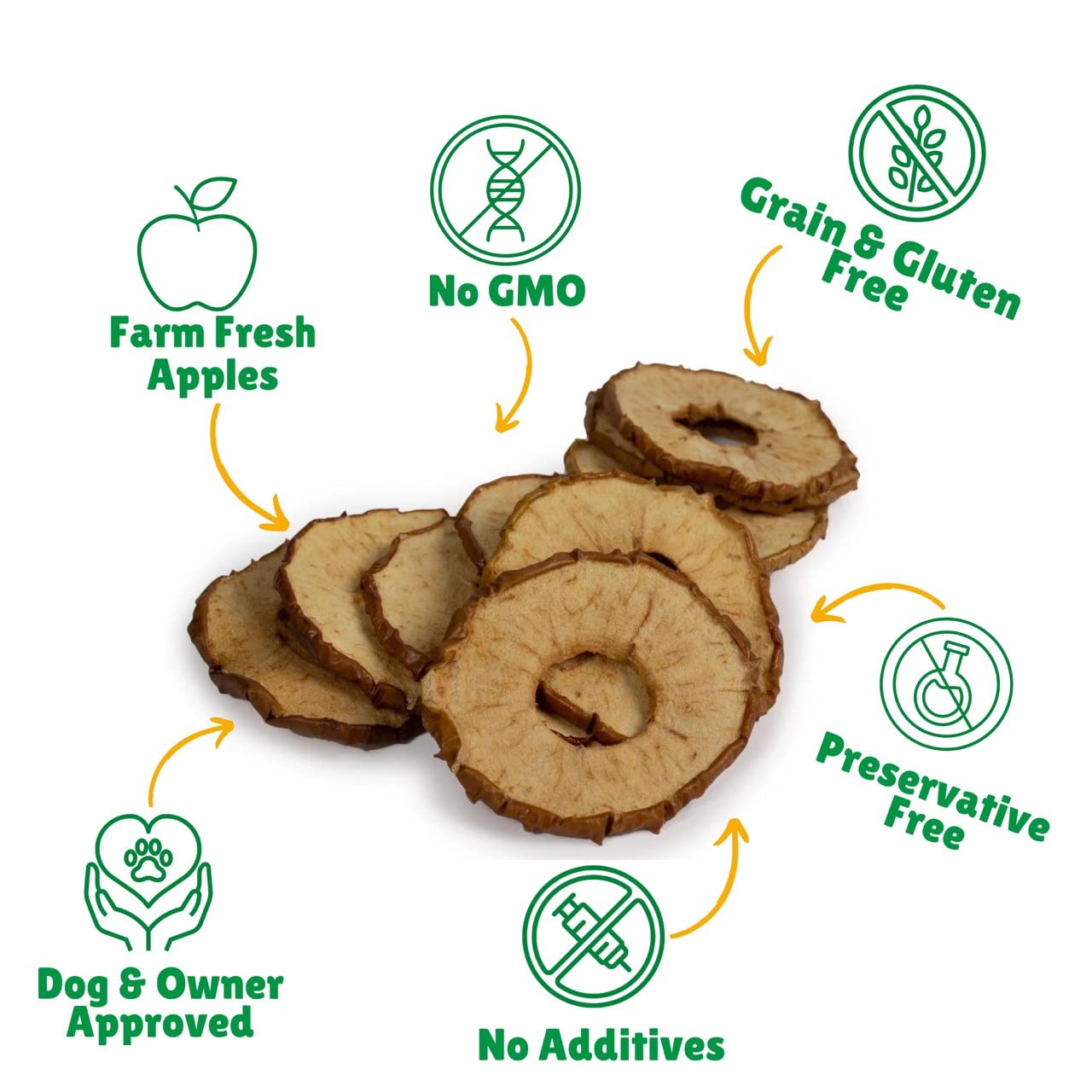Premium Thin & Crispy All-Natural Apple Rings Dog Treats – Vegetarian, Real Fruit, 5 oz – Healthy Snacks for Training, Rewards & Dental Care