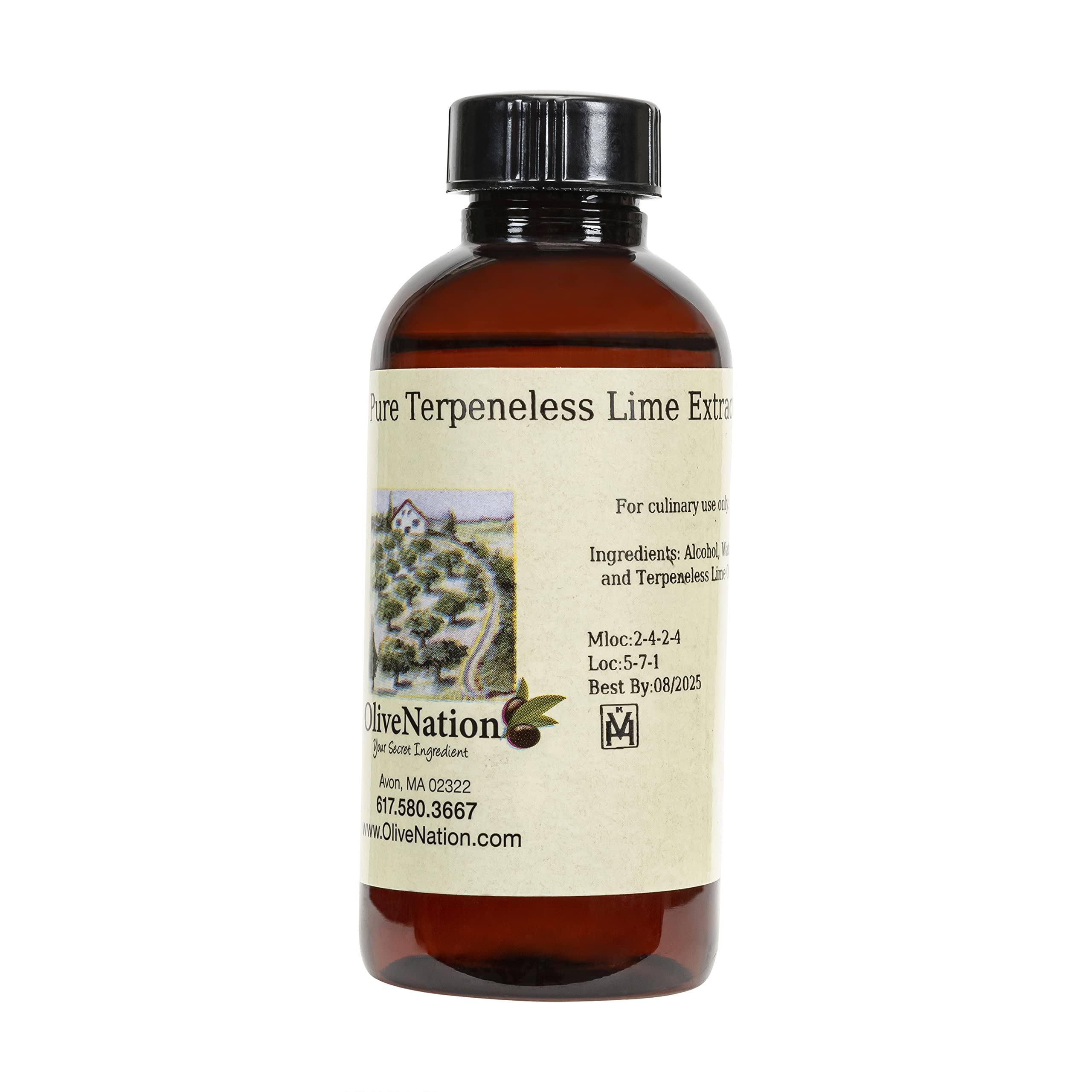Terpeneless Lime Extract - Natural Tart Citrus Flavor for Baking (Cakes, Cookies, Icing, Fillings) - PG Free, Non-GMO, Gluten Free, Kosher & Vegan - 4 oz - Perfect for Desserts, Cocktails & Vegan Recipes