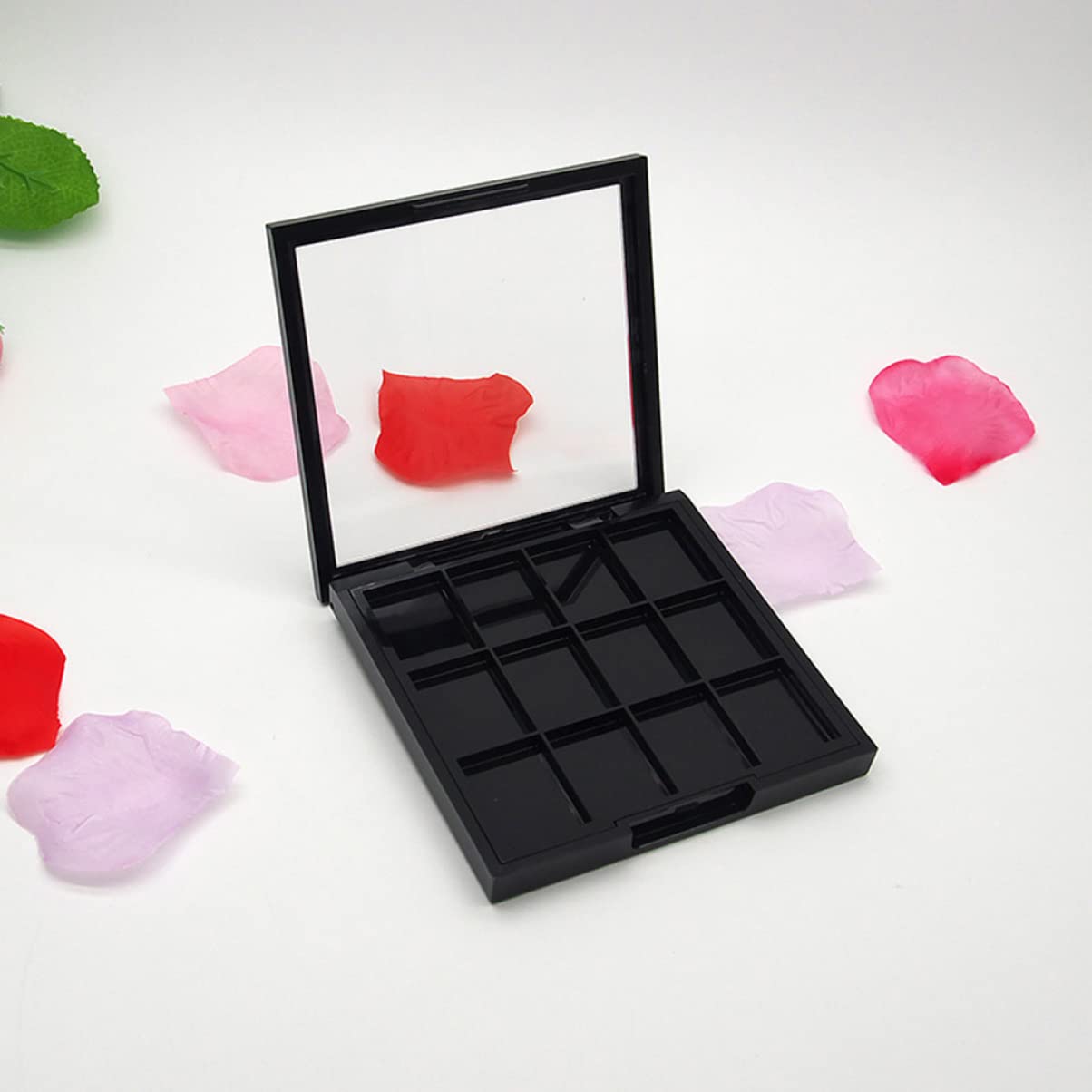 FRCOLOR 12 Grid Magnetic Eyeshadow Palette - Empty Makeup Palette for Eyeshadow, Lipstick, Blush & Powder | Black Travel-Friendly Makeup Organizer for Professional Artists & Home Use