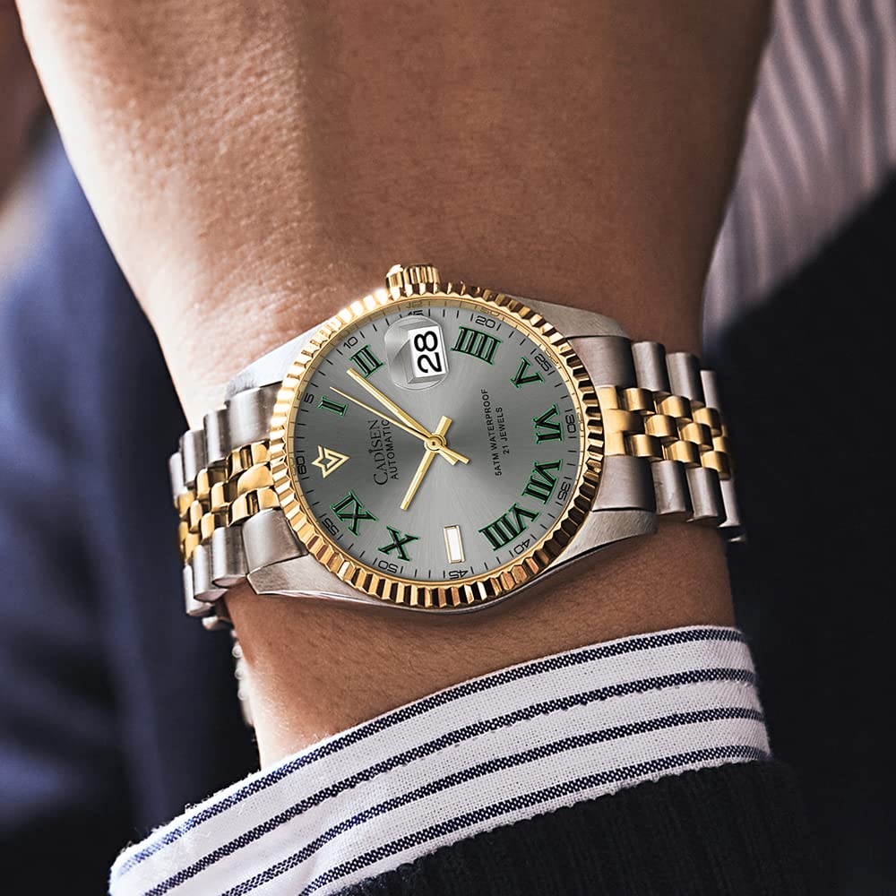 CADISEN Automatic Men's Watch with Japan 8215 Mechanical Movement - Waterproof Classic Design Stainless Steel Wristwatch for Business, Casual & Formal Occasions