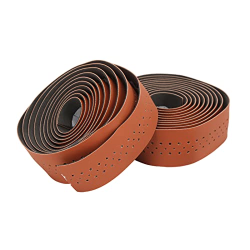 Premium Cycling Handlebar Tape - Breathable, Lightweight, Durable & Shock-Absorbing for Road Bikes | Non-Slip Grip with Bar Plugs | Ideal for Long-Distance Riding & Commuting (Brown)