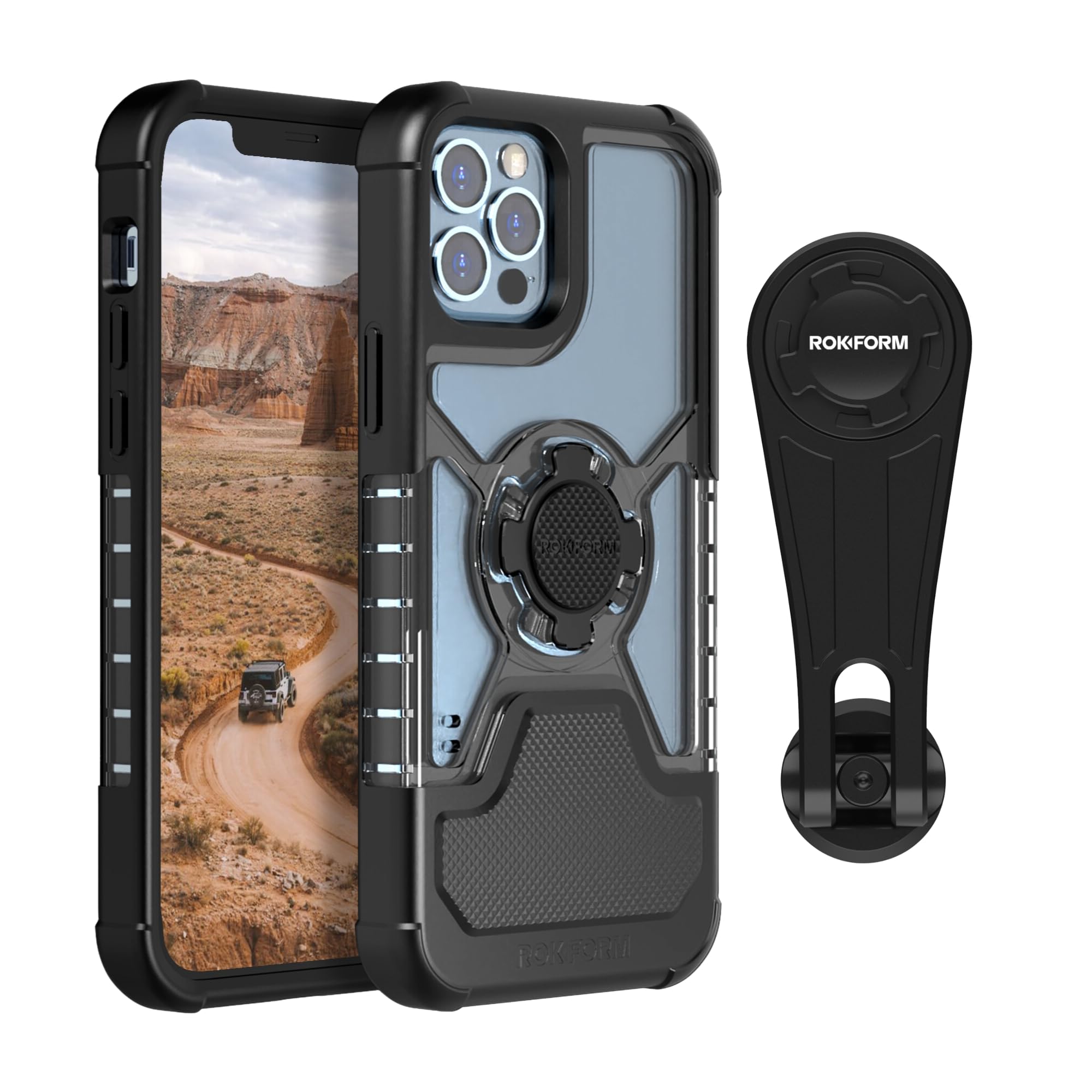 Rokform Crystal Clear Case for iPhone 12 & iPhone 12 Pro with Pro Series Bike Mount - Shockproof Protective Cover for Cycling, Motorcycling & Outdoor Adventures