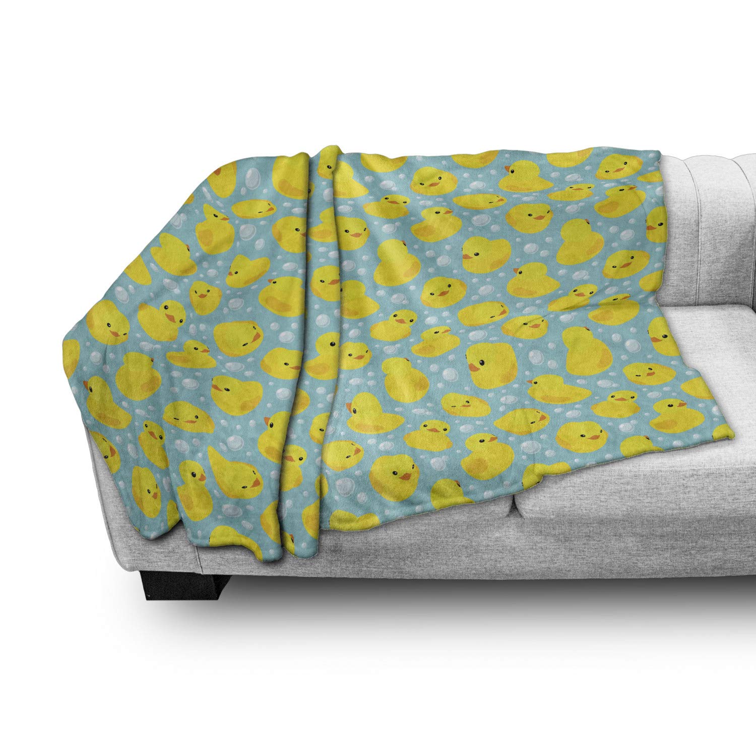 Ambesonne Rubber Duck Fleece Throw Blanket 60