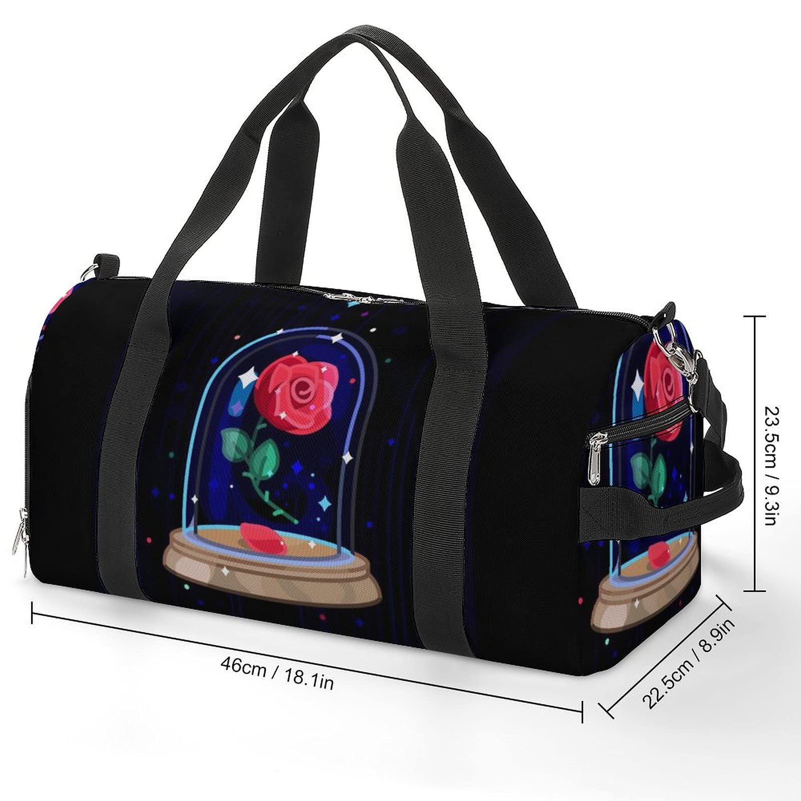 FunnyStar Beauty and The Beast Gym Bag with Shoe Compartment - Lightweight Duffle Carry-On Bag for Sports, Travel & Overnight Trips - White One Size - Perfect for Gym, Workouts, School & Weekend Getaways