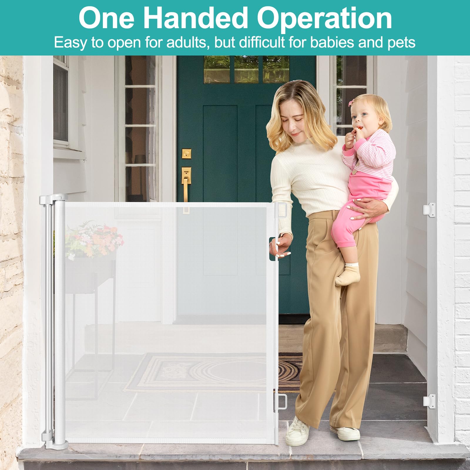 42 Inch Extra Tall Retractable Baby Gate - 55