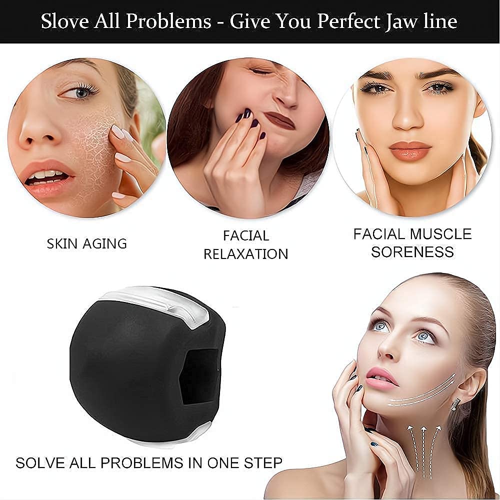 Overa Jawline Exerciser & Chew Ball for Double Chin Reduction - Facial Trainer for Men & Women - Neck & Cheek Toning, Stress Relief & Youthful Face - Perfect for Home, Office & Gym Workouts