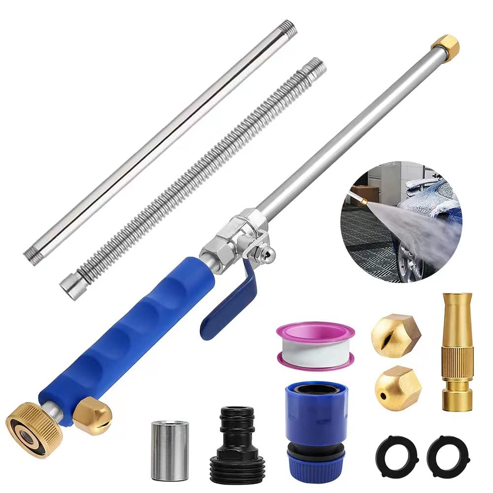 2-in-1 High Pressure Jet Nozzle Power Washer - Hydro Sprayer Cleaning Tool with 3 Hose Attachments for Garden, Car Washing & Outdoor Cleaning | Heavy-Duty Pressure Washer Extension Wand for Patio, Driveway & Home Exterior