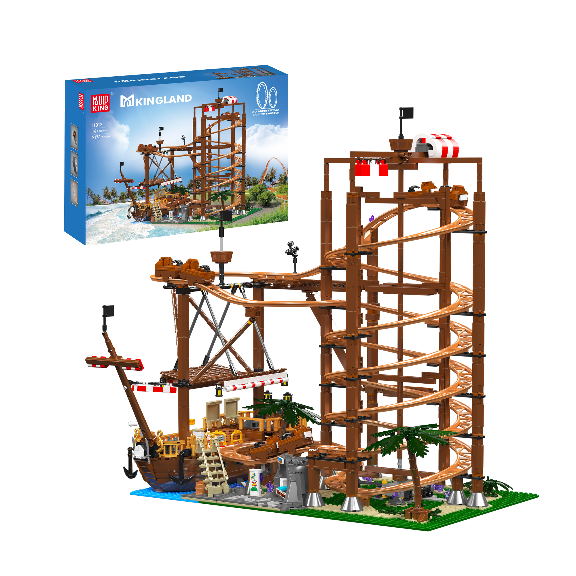 Mould King 11013 Double Helix Roller Coaster Building Blocks Set - 2,174 Pieces STEM Toy for Kids & Adults | Perfect for Creative Play, Birthday Gifts & Home Decoration