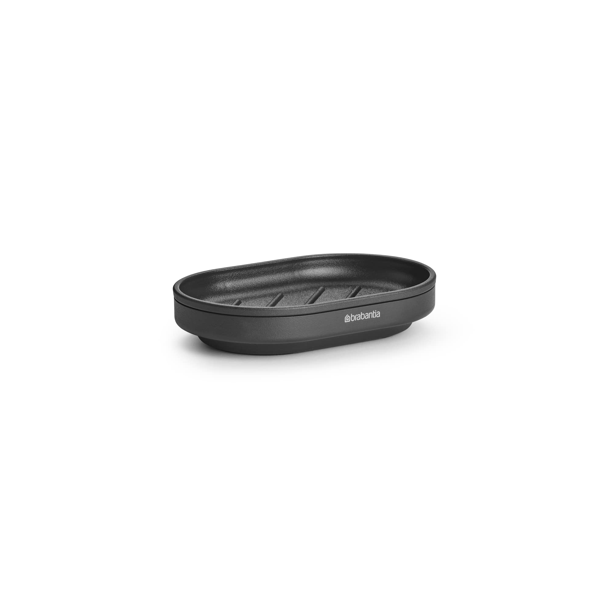 Brabantia MindSet Soap Dish - Anti-Rust Metal Soap Holder Tray for Bathroom, Shower & Kitchen Sink - Non-Slip Basin Soap Dispenser (Mineral Infinite Gray) - Perfect for Modern Homes & Spa-Like Showers