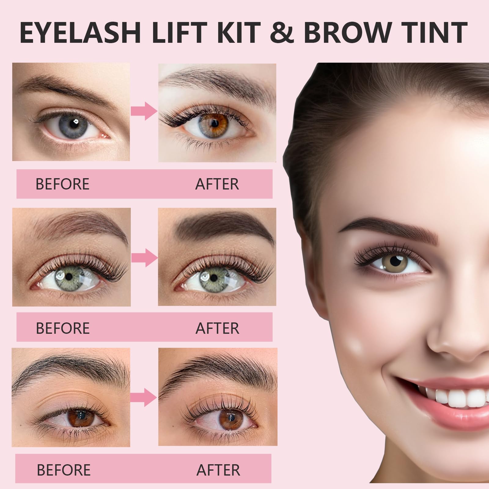 Professional Lash Lift & Brow Lamination Kit - 4-in-1 Eyelash Perm & Eyebrow Curling Set with Coffee Tint - Salon & Home Use for Natural-Looking Lashes & Perfect Brows - Perfect for Bridal Makeup, Self-Care & Professional Styling
