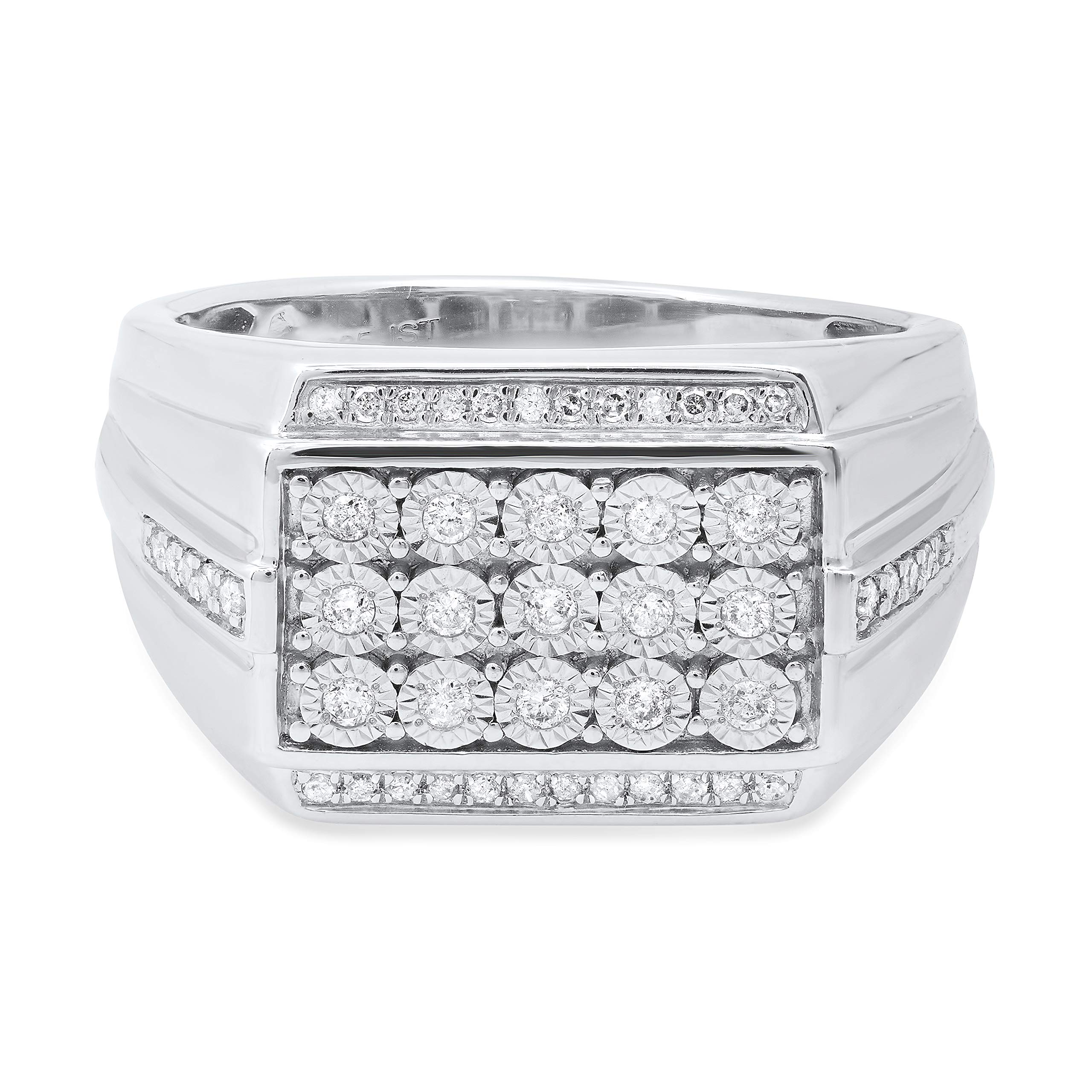 0.35 CTW Round White Diamond Men's Wedding Band - 925 Sterling Silver Anniversary Ring for Him - Perfect Gift for Husband, Engagement & Special Occasions