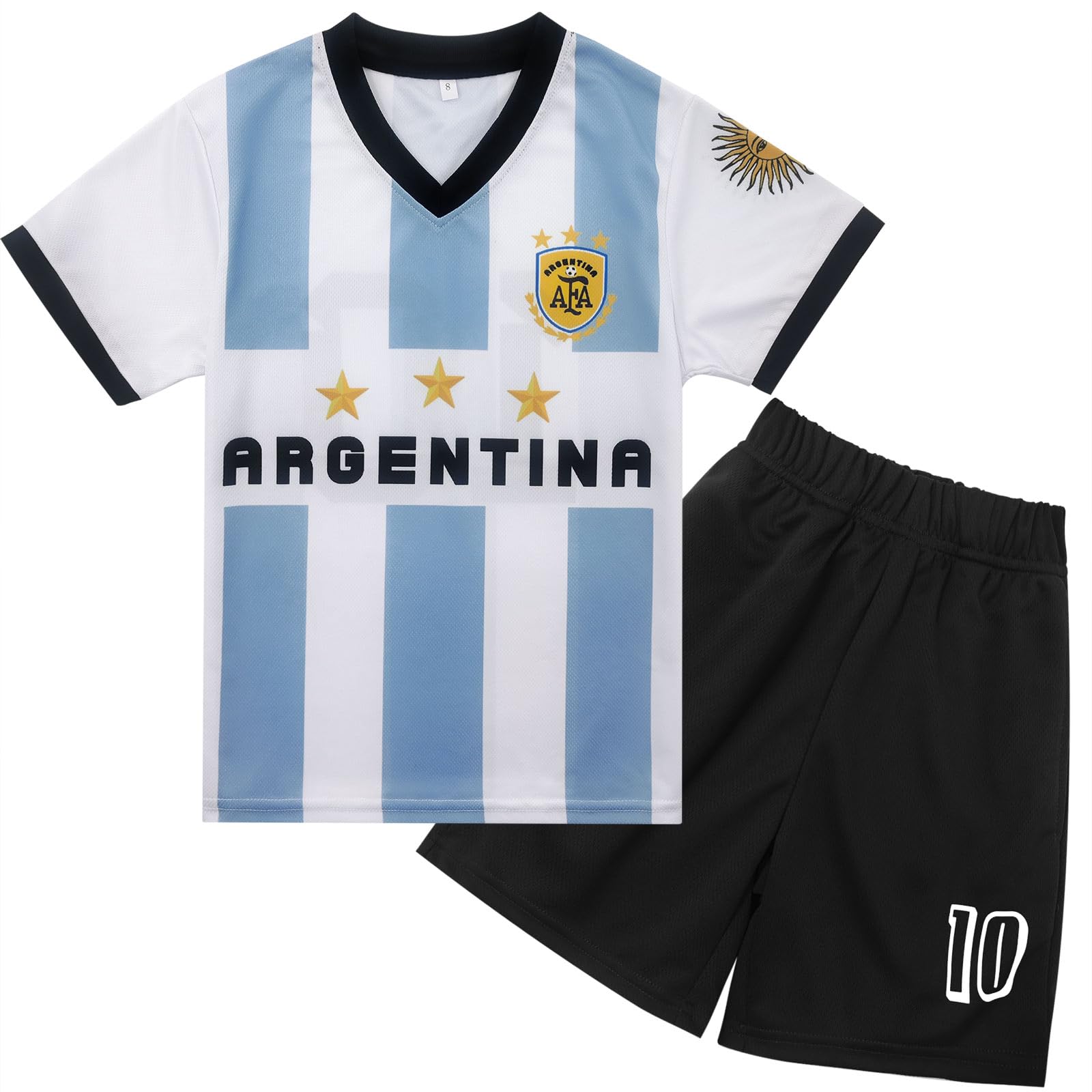 **Argentina Boys Youth Soccer Jersey & Shorts Set - Toddler Football Uniform for Kids - Perfect for Matches, Training, and Fan Support**