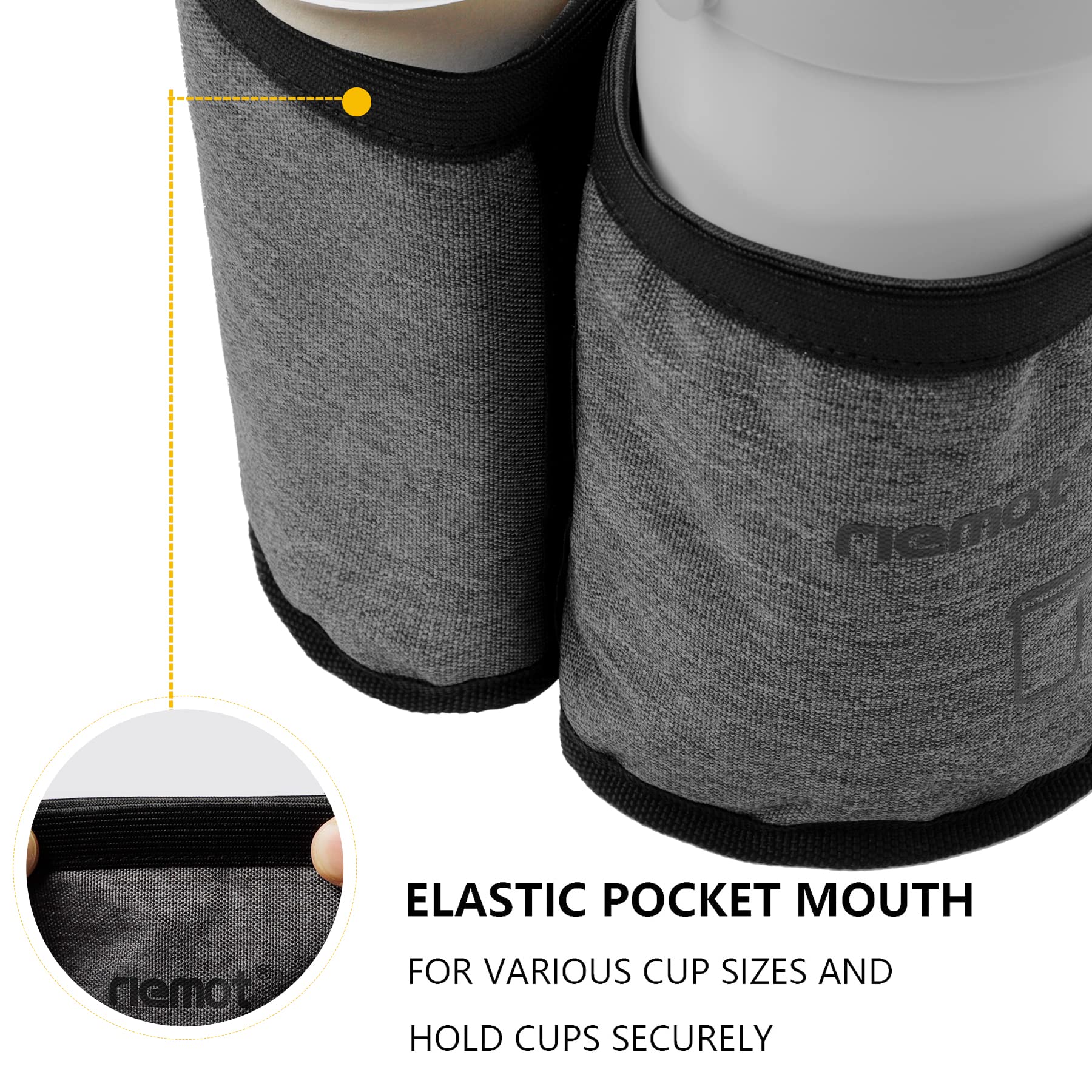 Riemot Travel Cup Holder for Luggage - Hands-Free Drink Carrier Holds 2 Coffee Mugs - Fits Roll-On Suitcase Handles - Perfect Gift for Flight Attendants & Travelers (Grey) - Ideal for Airports, Commuting & Road Trips