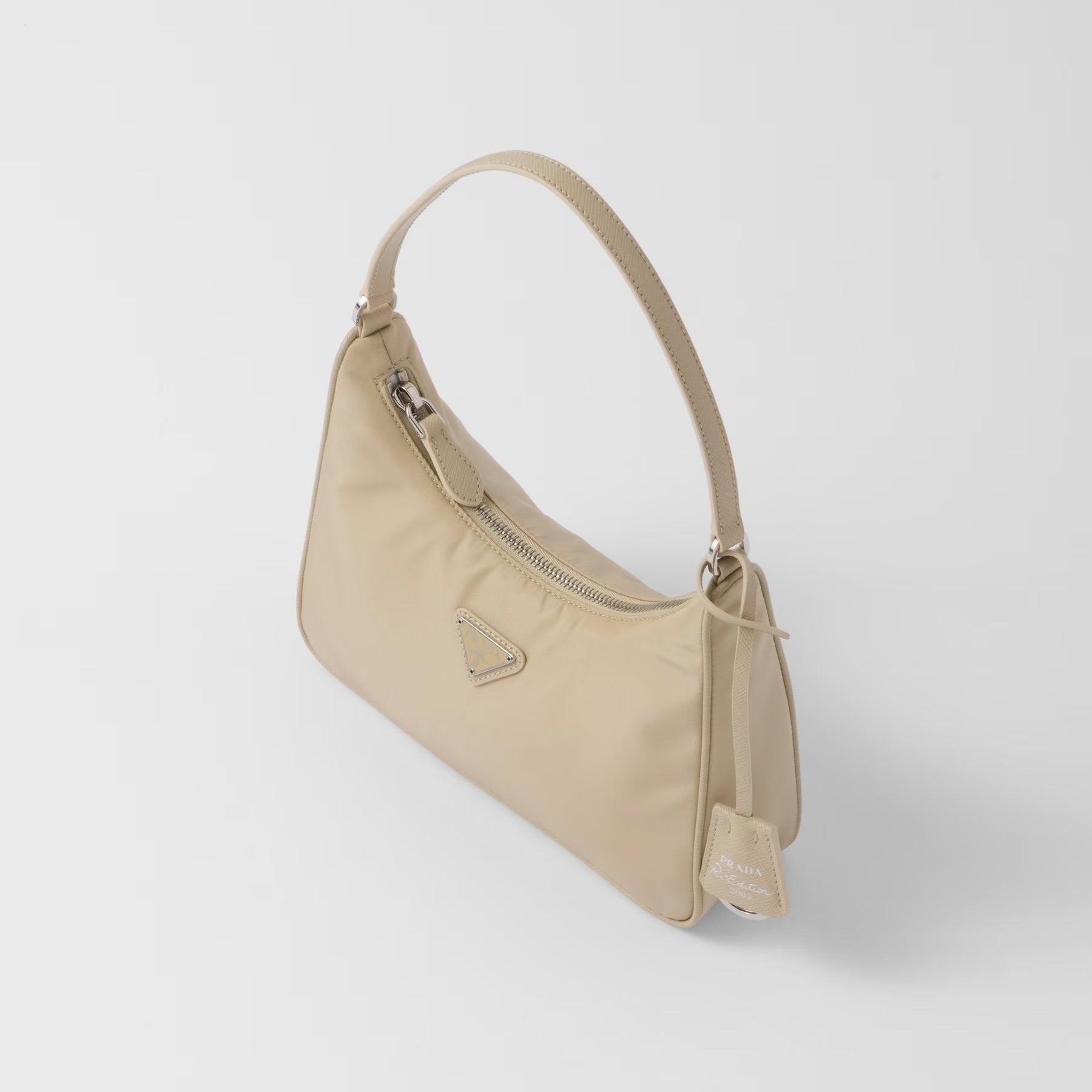 Prada Re-Edition 2005 Mini Bag in Nylon & Saffiano Leather - Desert Beige | Luxury Crossbody Purse for Women | Perfect for Date Night, Travel & Everyday Use
