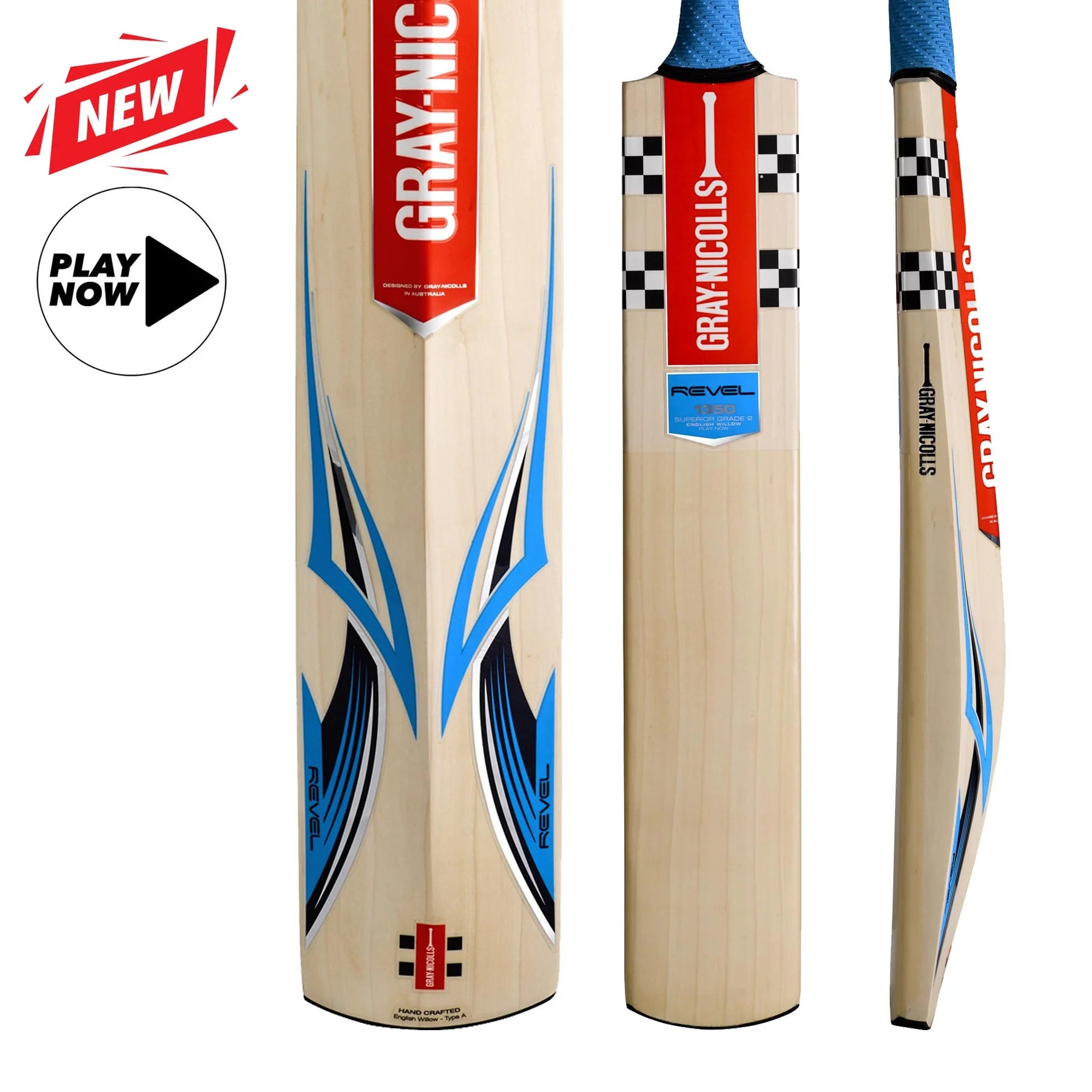 Gray Nicolls Revel 1350 Play Now Adult Cricket Bat - Premium English Willow Cricket Bat for Men & Women - Perfect for Practice, Matches & Professional Cricket Games