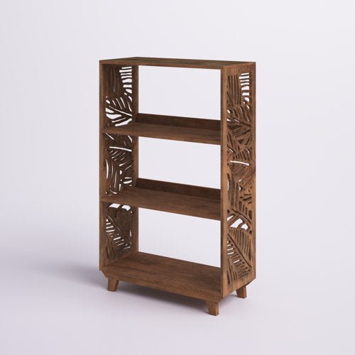 Hand Carved Solid Wood Bookcase - 5 Shelf Standard Book Shelf for Home & Office | Wooden Bookshelf Furniture for Living Room, Bedroom, Study & Library Storage