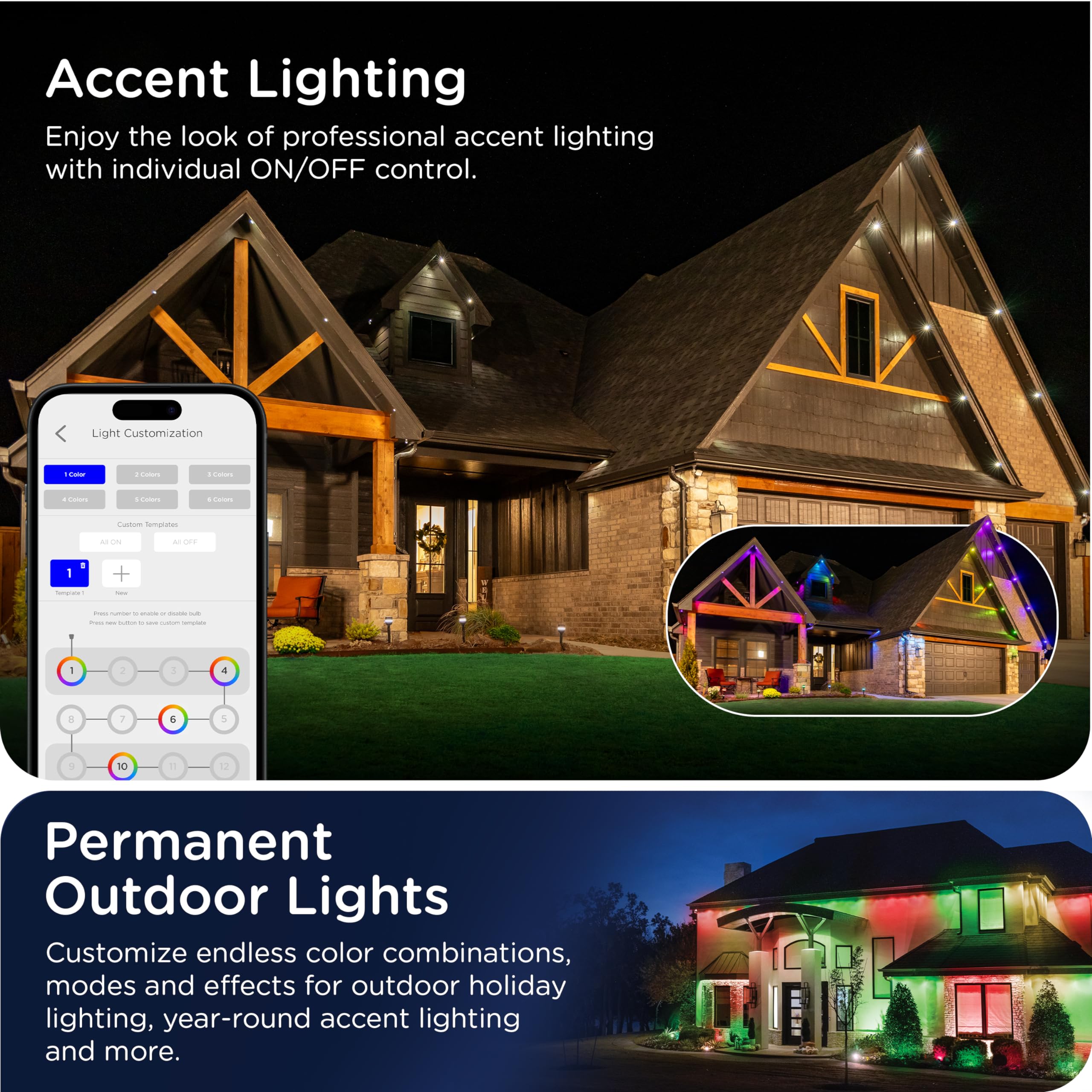 Enbrighten Eternity 100ft Permanent Outdoor Smart Lights with 72 RGBWIC LEDs - Weatherproof IP67 Rated, Alexa & Google Home Compatible - Perfect for Holiday Decor, Landscape Lighting, and Patio Accents