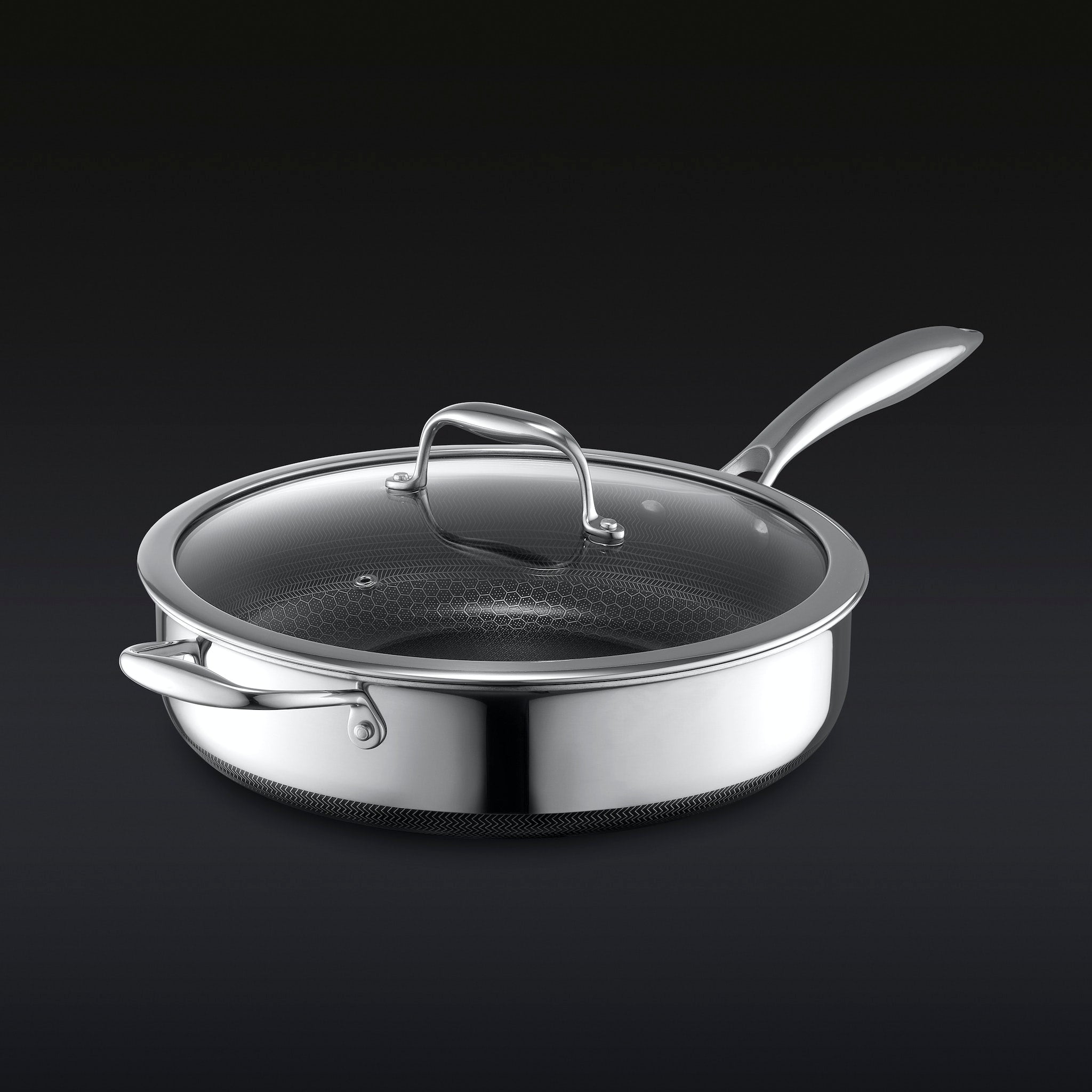 4.3L Hybrid Deep Sauté Pan with Lid - Nonstick Cookware for Frying, Braising & Stewing - Perfect for Gas, Electric & Induction Stoves - Ideal for Home Chefs & Professional Kitchens