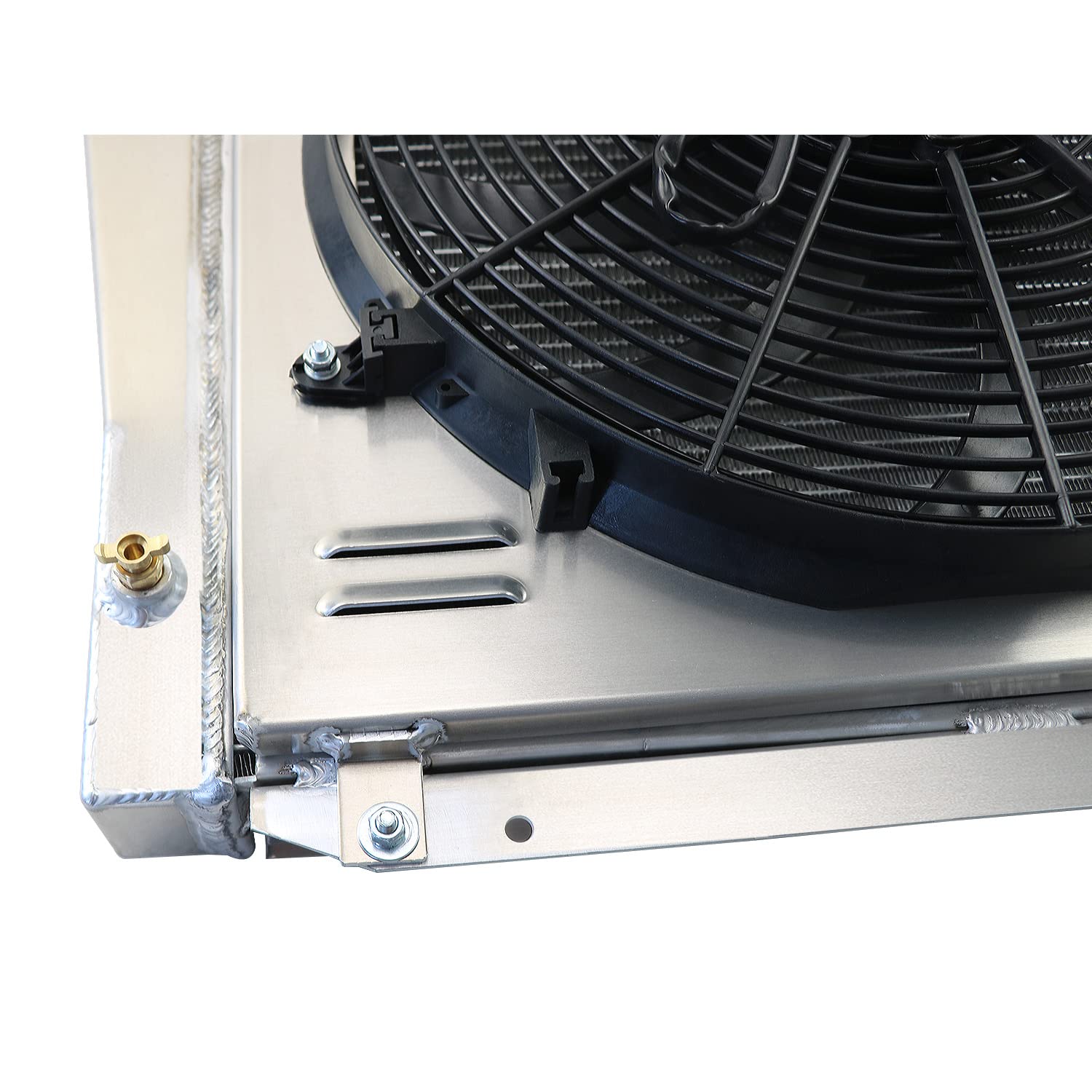 1968-1977 Ford Early Bronco Wagon Roadster 5.0L V8 3-Row Aluminum Radiator with Shroud Fan & Thermostat Relay Kit - High Performance Cooling System for Off-Roading, Towing & Hot Weather Driving