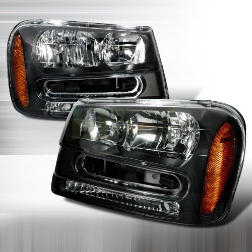 SPEC-D TUNING Crystal Housing Black Headlights for 2002-2005 Chevy Trailblazer - Upgrade Your Ride with Stylish LED Lighting for Night Driving & Off-Road Adventures