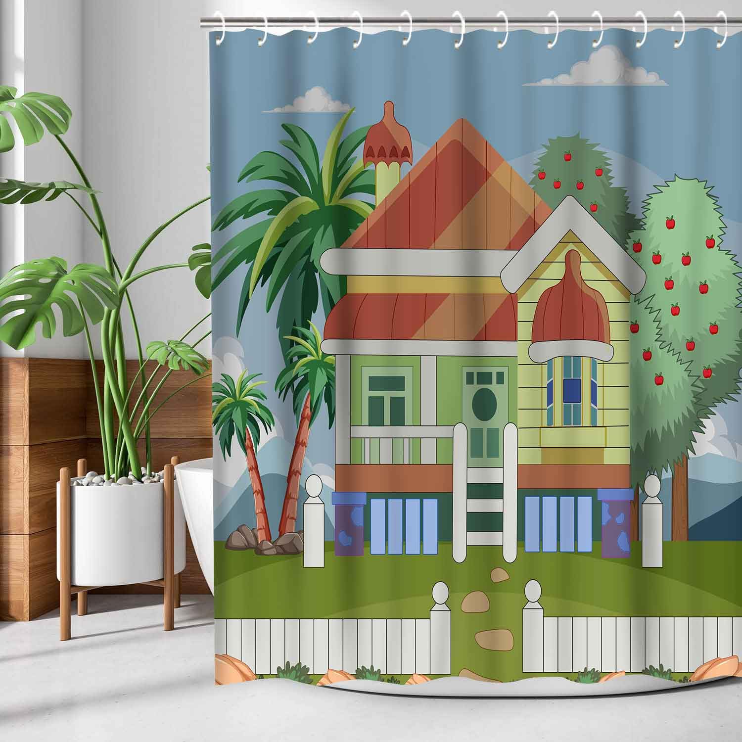 Bluey Cartoon Kids Shower Curtain - 72x72 Inch Cute Bathroom Decor for Girls & Boys | Waterproof Bath Tub Accessories with Hooks | Perfect for Kids' Bathroom, Nursery, or Playroom Decor