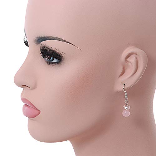 Elegant Light Pink Glass & Crystal Floating Bead Necklace and Drop Earring Set - 48cm Length with 5cm Extender - Perfect for Weddings, Parties, and Special Occasions