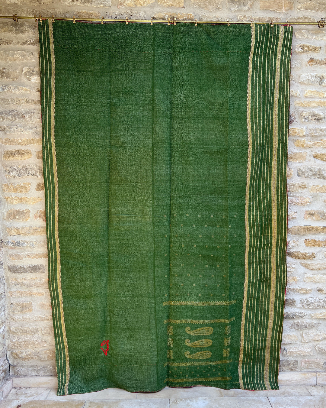 Premium Midweight Kantha Quilt No. 800 - Handmade Cotton Throw Blanket for Bed, Sofa & Travel - Cozy Home Decor & Perfect Gift