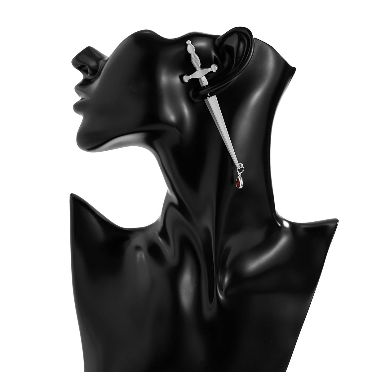 Gothic Cross Sword Bloodstain Dagger Ear Jacket Stud Earrings for Women | B2038 | Perfect for Halloween, Cosplay, and Gothic Fashion Accessories