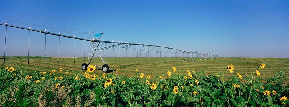 Peel & Stick Wall Mural - Irrigation in Alfalfa Field Haskell County (24x9 inches) - Self-Adhesive Removable Wallpaper for Home Decor, Bedroom, Living Room, Office & Nursery