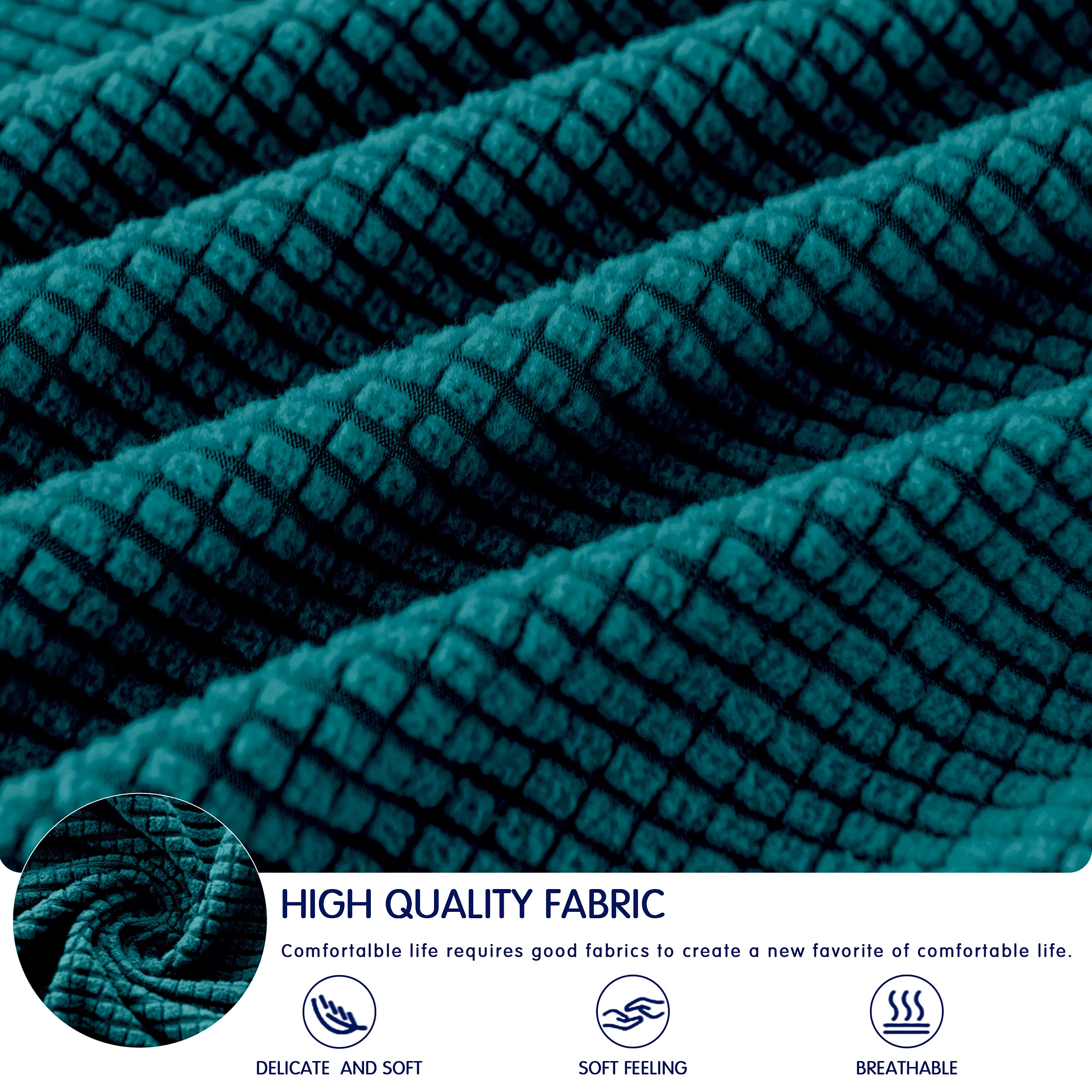 SUBRTEX Stretch Sofa Cover - Elastic Slipcover for Couch, Loveseat & Armchair - Washable Furniture Protector for Living Room (Turquoise) | Perfect for Home Decor, Pet Protection & Spill Prevention