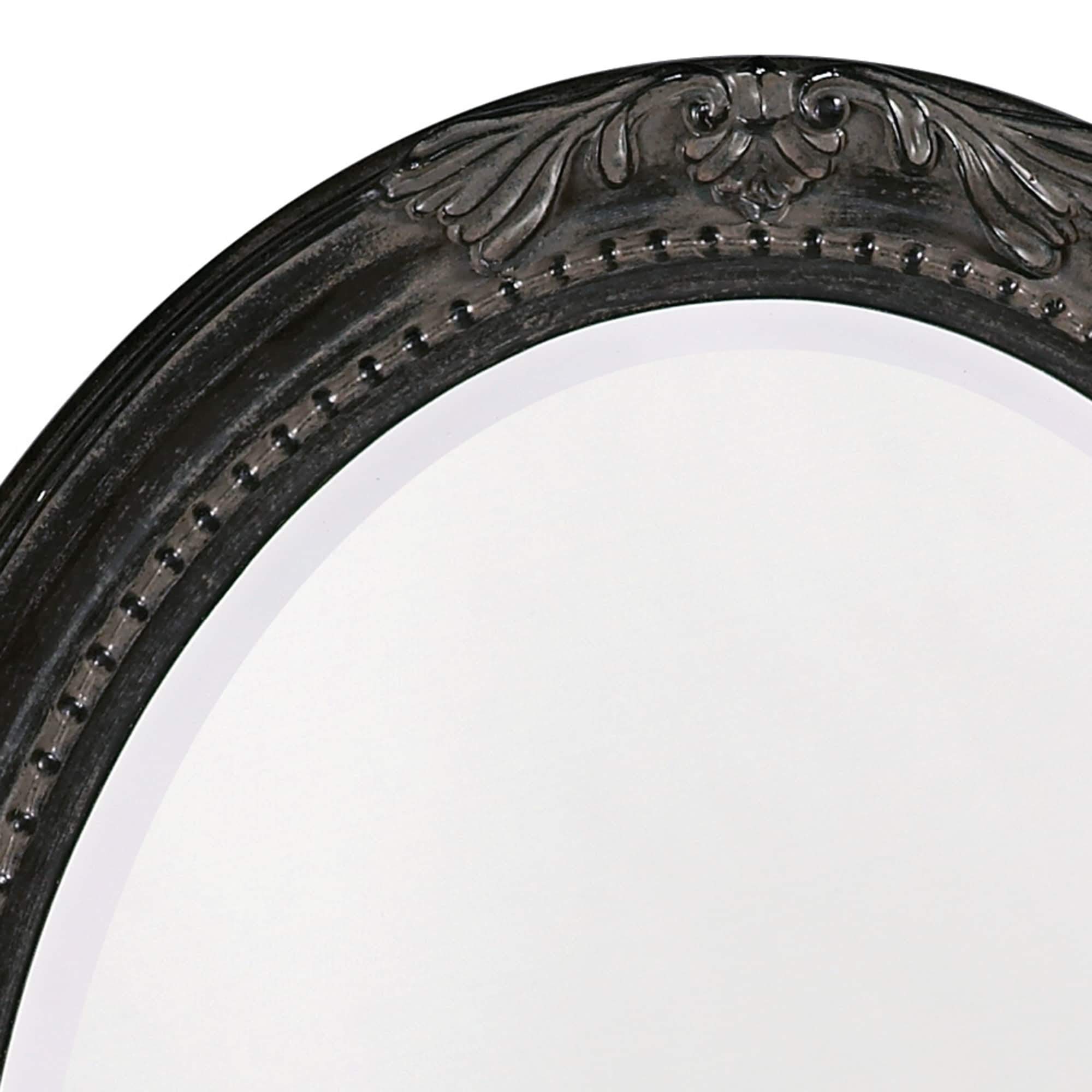 Antique Black Oval Wall Mirror - Queen Ann Style with Beveled Glass & Included Hooks | Elegant Home Decor for Living Room, Bedroom, or Entryway