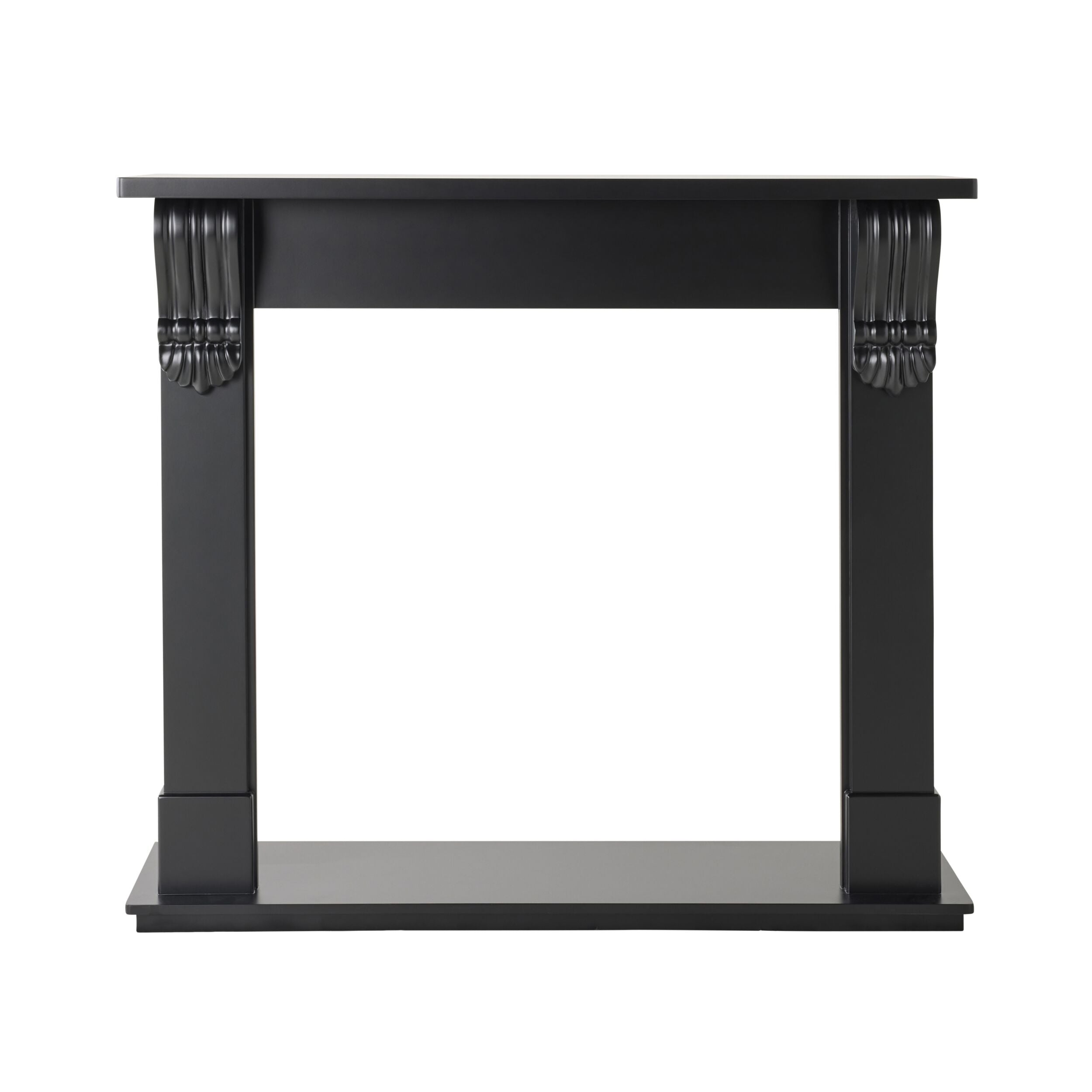 Belford 50-Inch Freestanding Fireplace Mantel in Black - Elegant Wooden Shelf for Living Room, Bedroom, or Office Decor